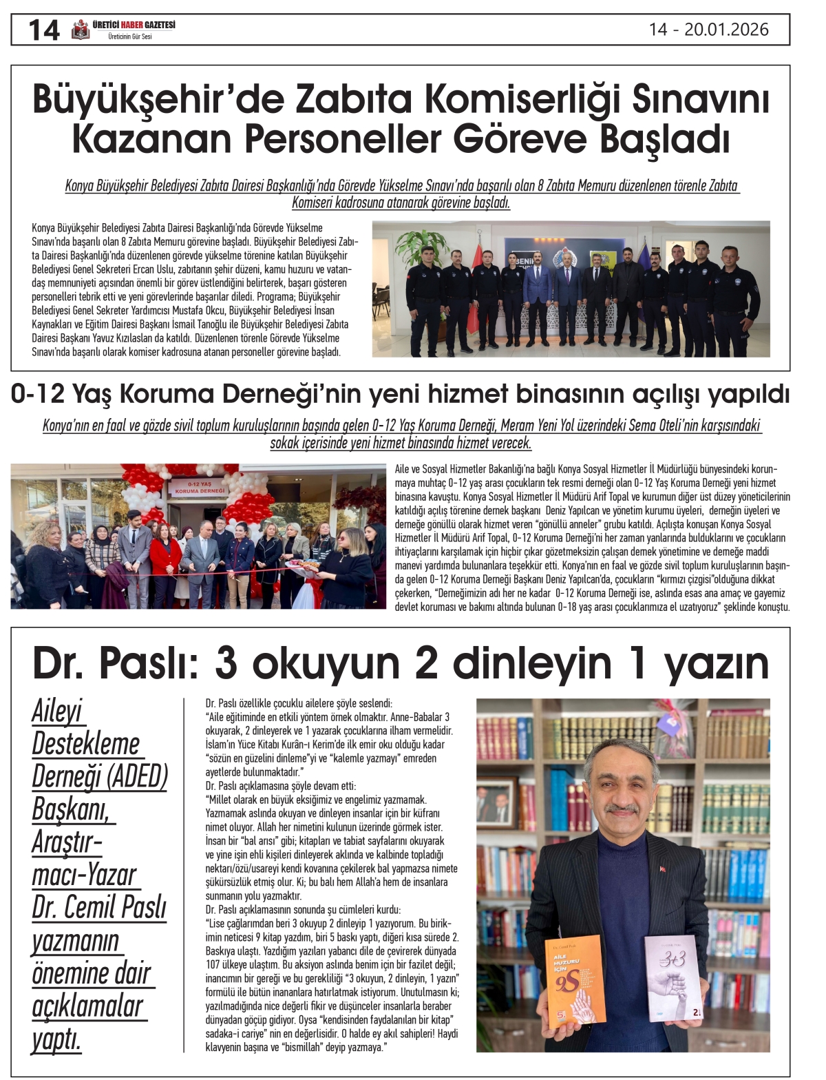 ÜRETİCİ  HABER  GAZETESİ  14.01.2026