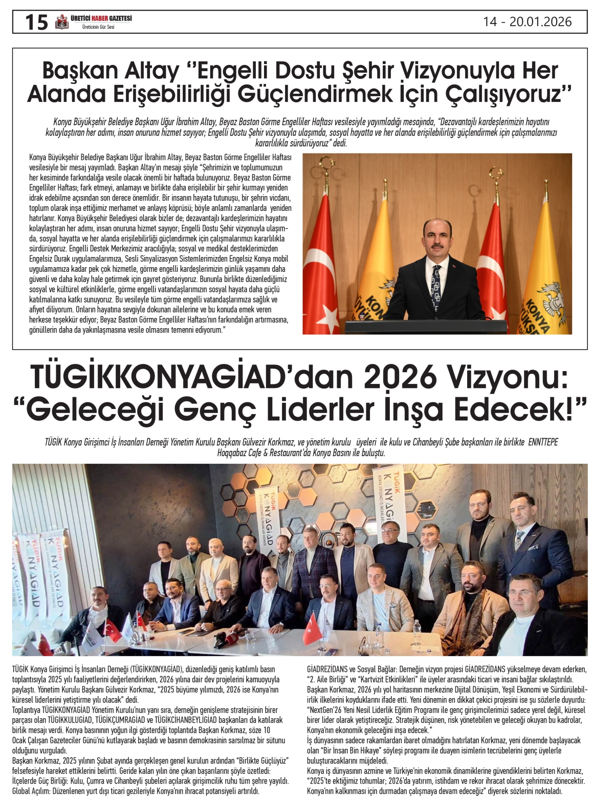 ÜRETİCİ  HABER  GAZETESİ  14.01.2026