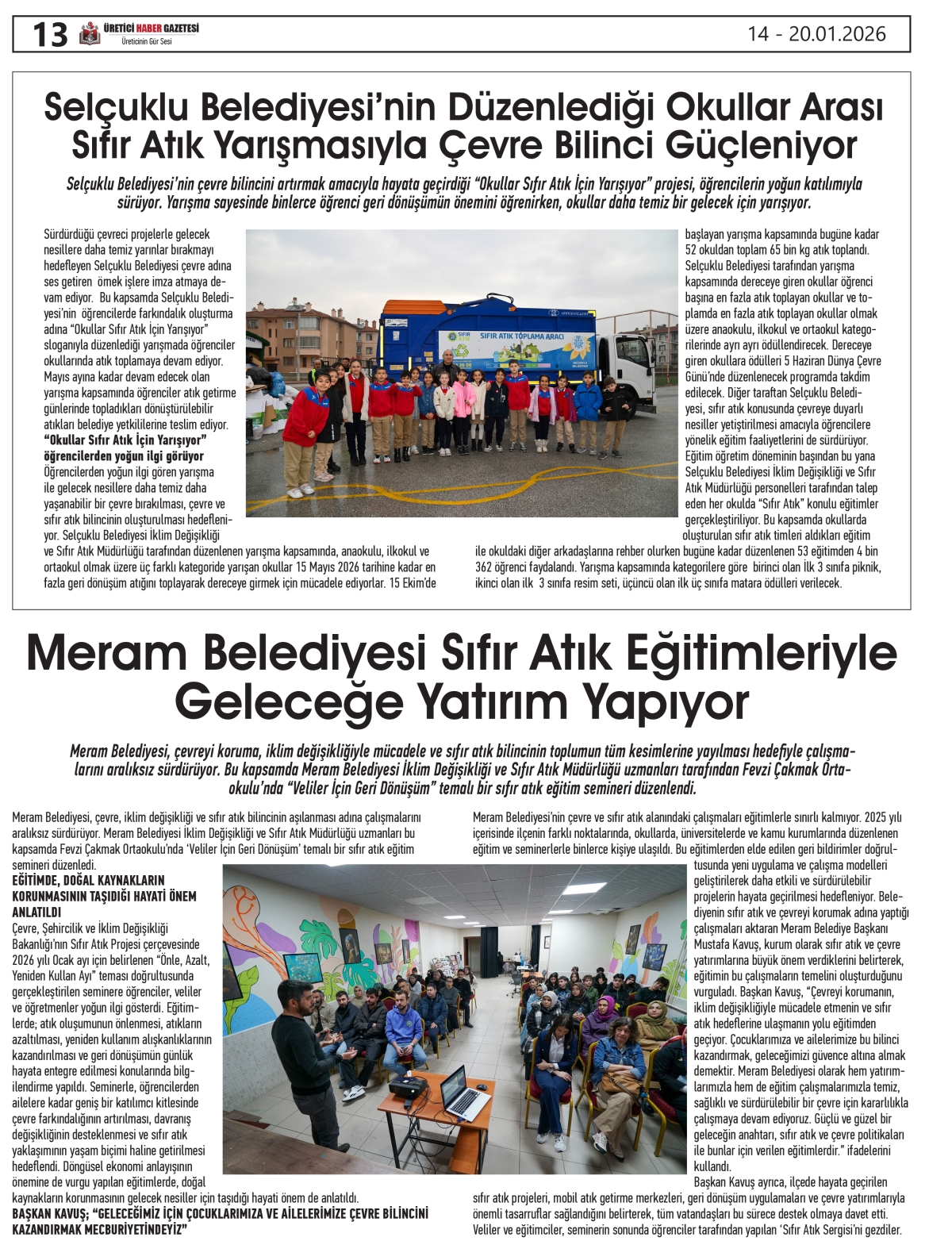 ÜRETİCİ  HABER  GAZETESİ  14.01.2026