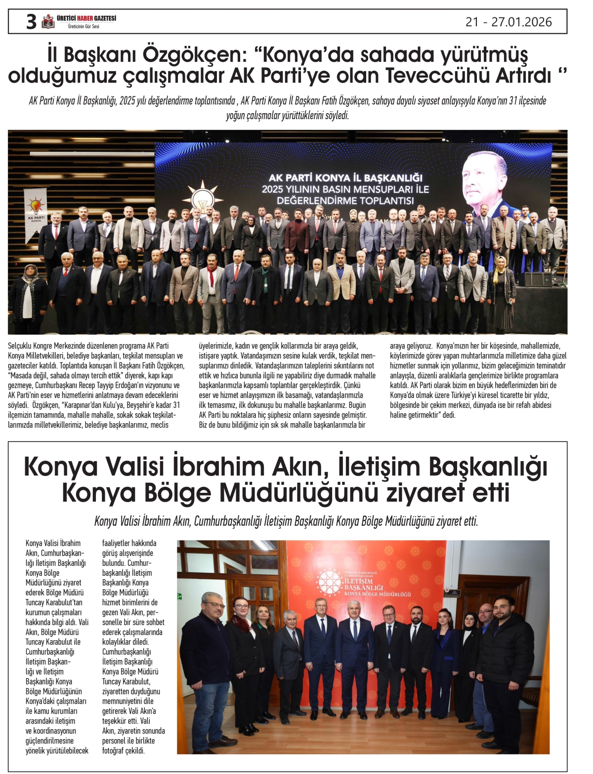 ÜRETİCİ  HABER  GAZETESİ  21.01.2026
