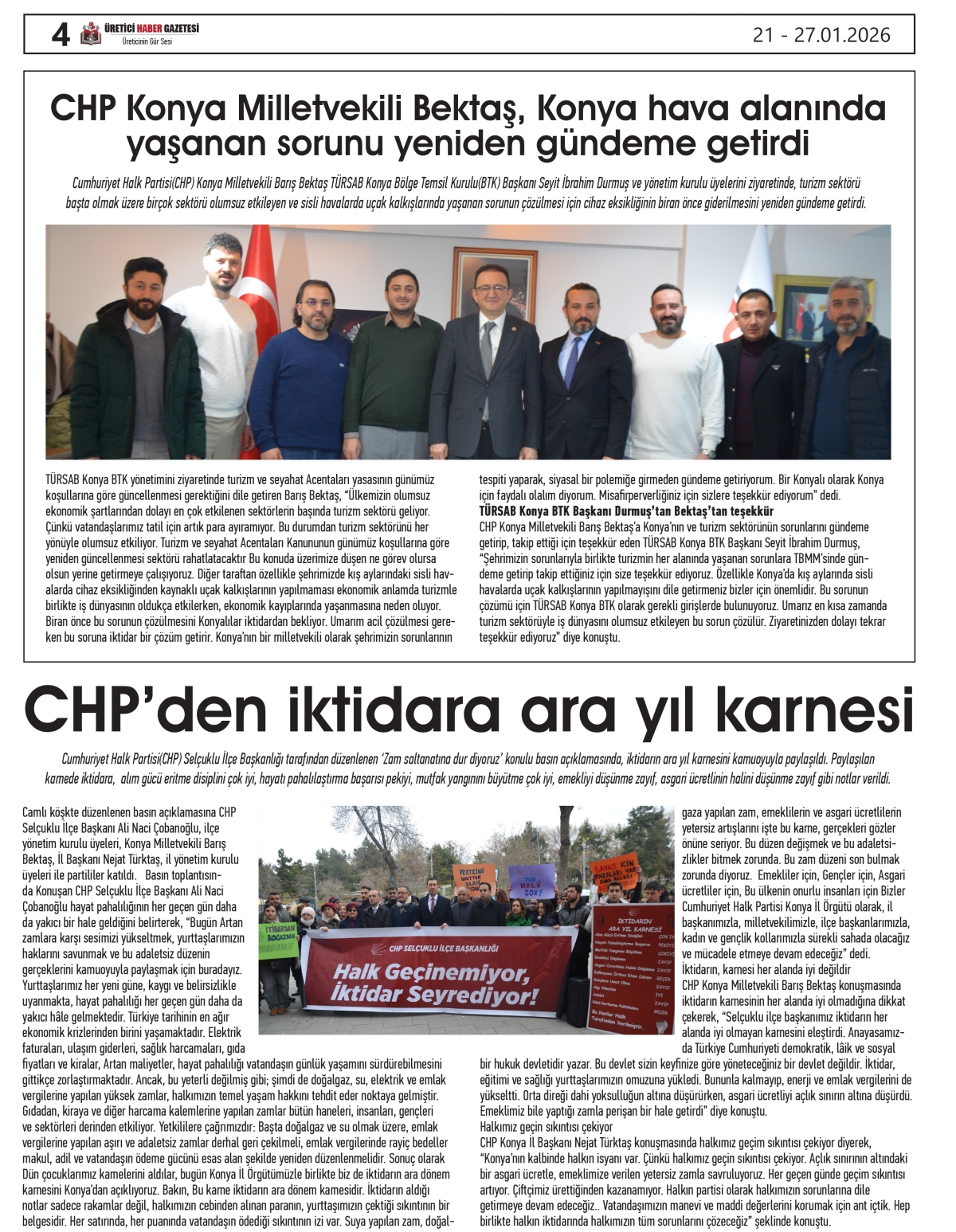 ÜRETİCİ  HABER  GAZETESİ  21.01.2026