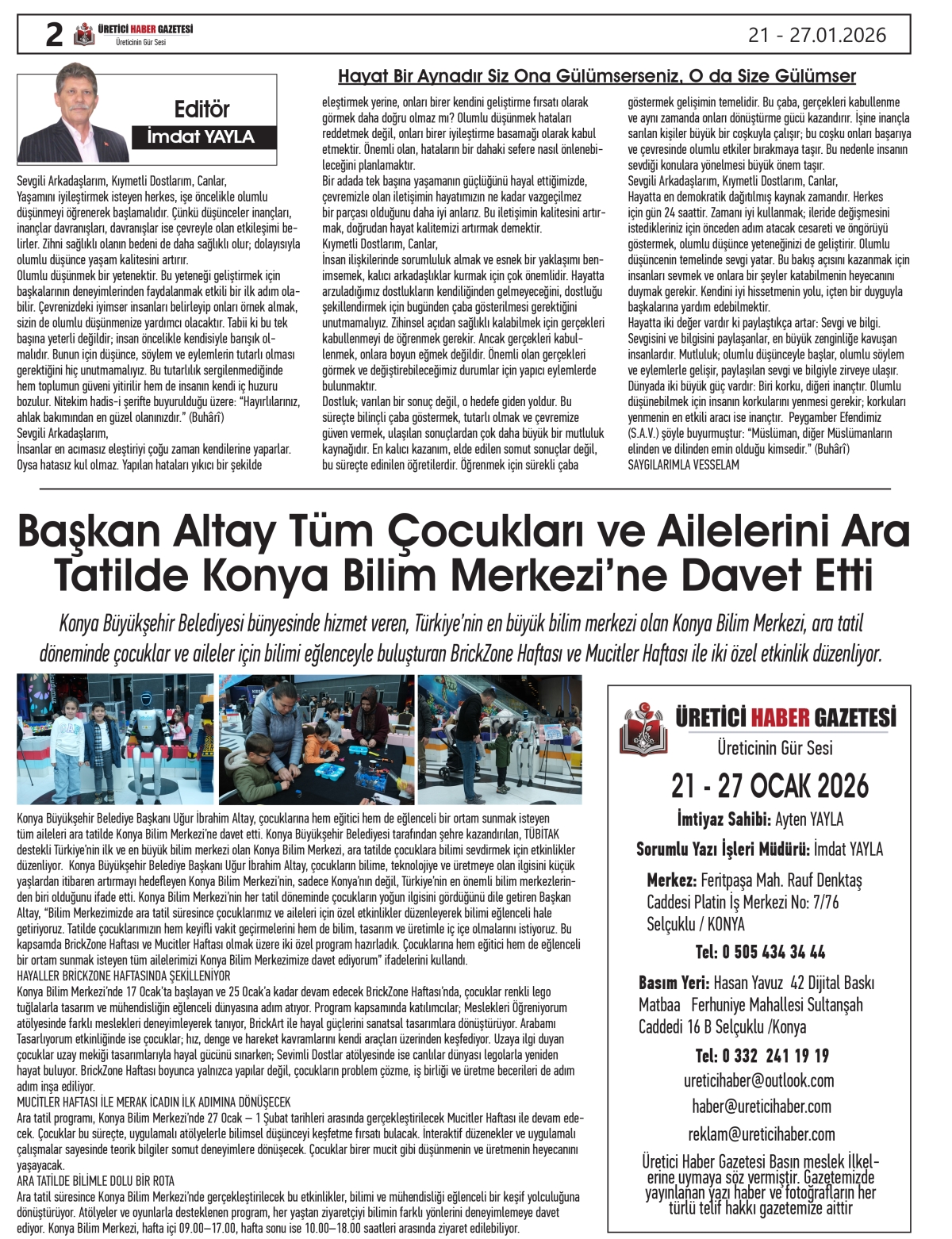 ÜRETİCİ  HABER  GAZETESİ  21.01.2026