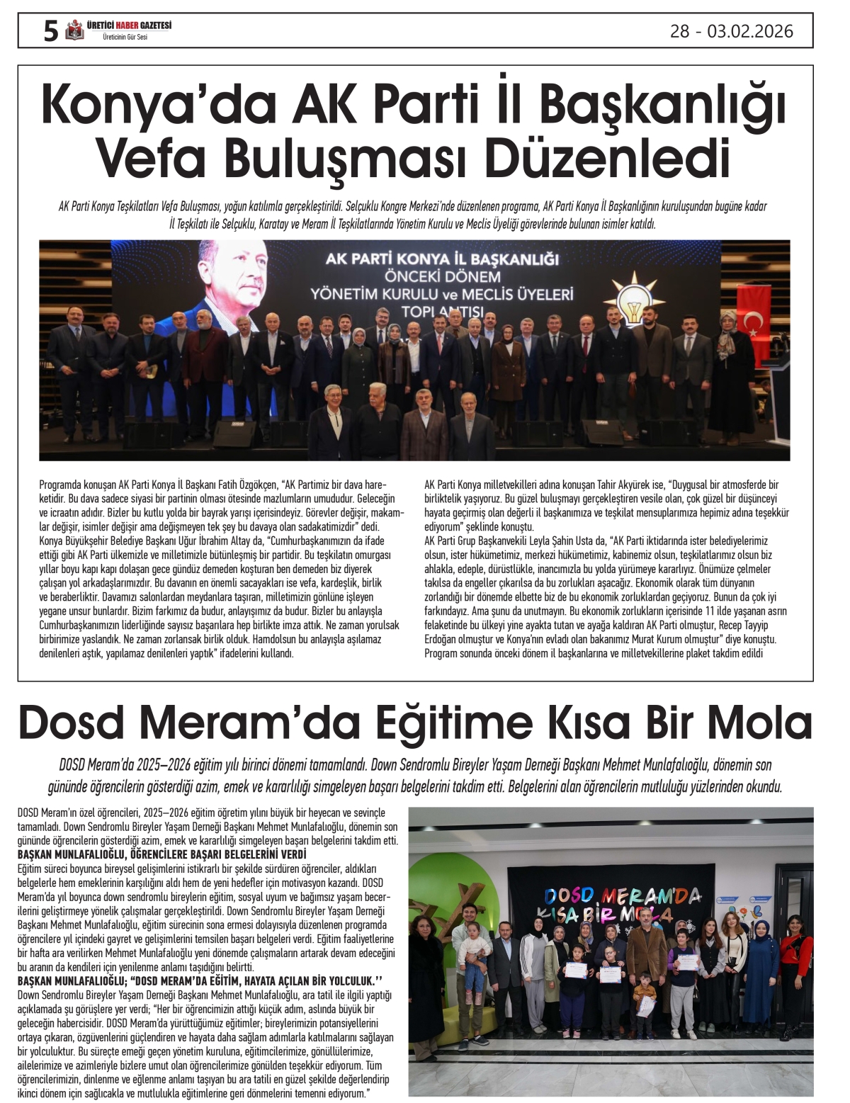ÜRETİCİ  HABER  GAZETESİ  28.01.2026