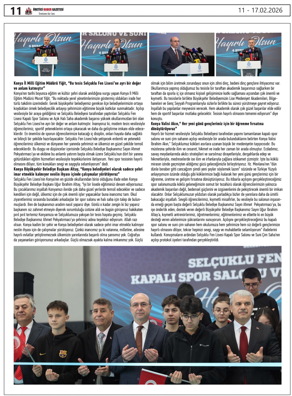 ÜRETİCİ HABER  GAZETESİ  11.02.2026