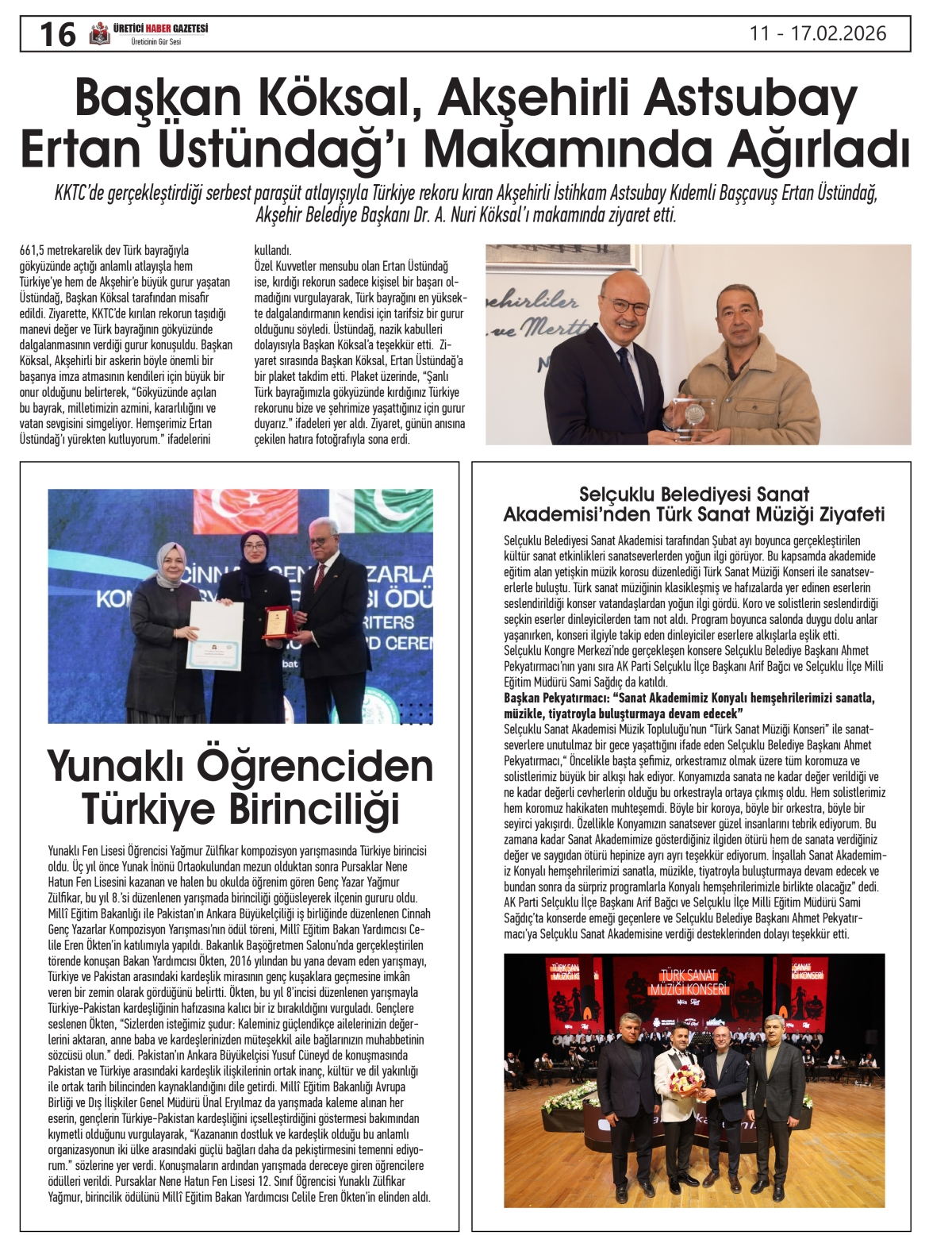 ÜRETİCİ HABER  GAZETESİ  11.02.2026