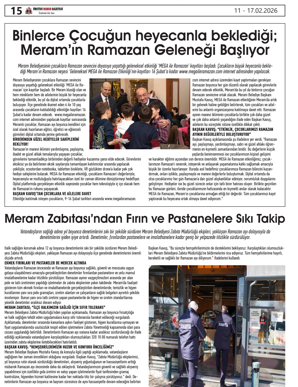ÜRETİCİ HABER  GAZETESİ  11.02.2026