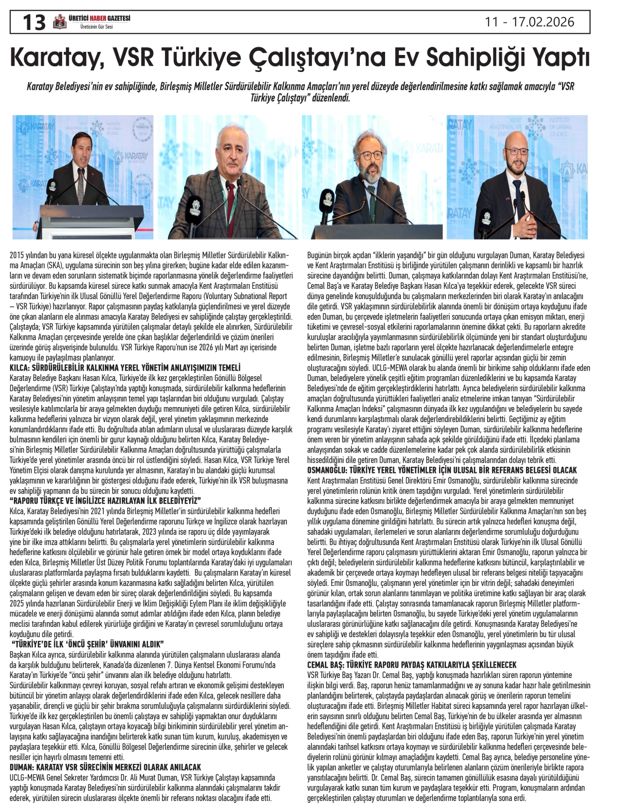 ÜRETİCİ HABER  GAZETESİ  11.02.2026