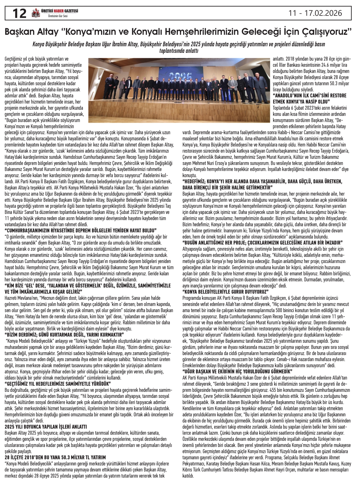 ÜRETİCİ HABER  GAZETESİ  11.02.2026