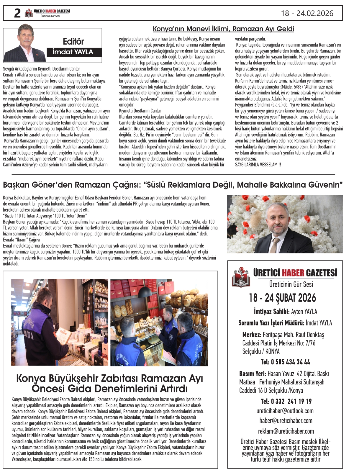 ÜRETİCİ HABER  GAZETESİ  18.02.2026