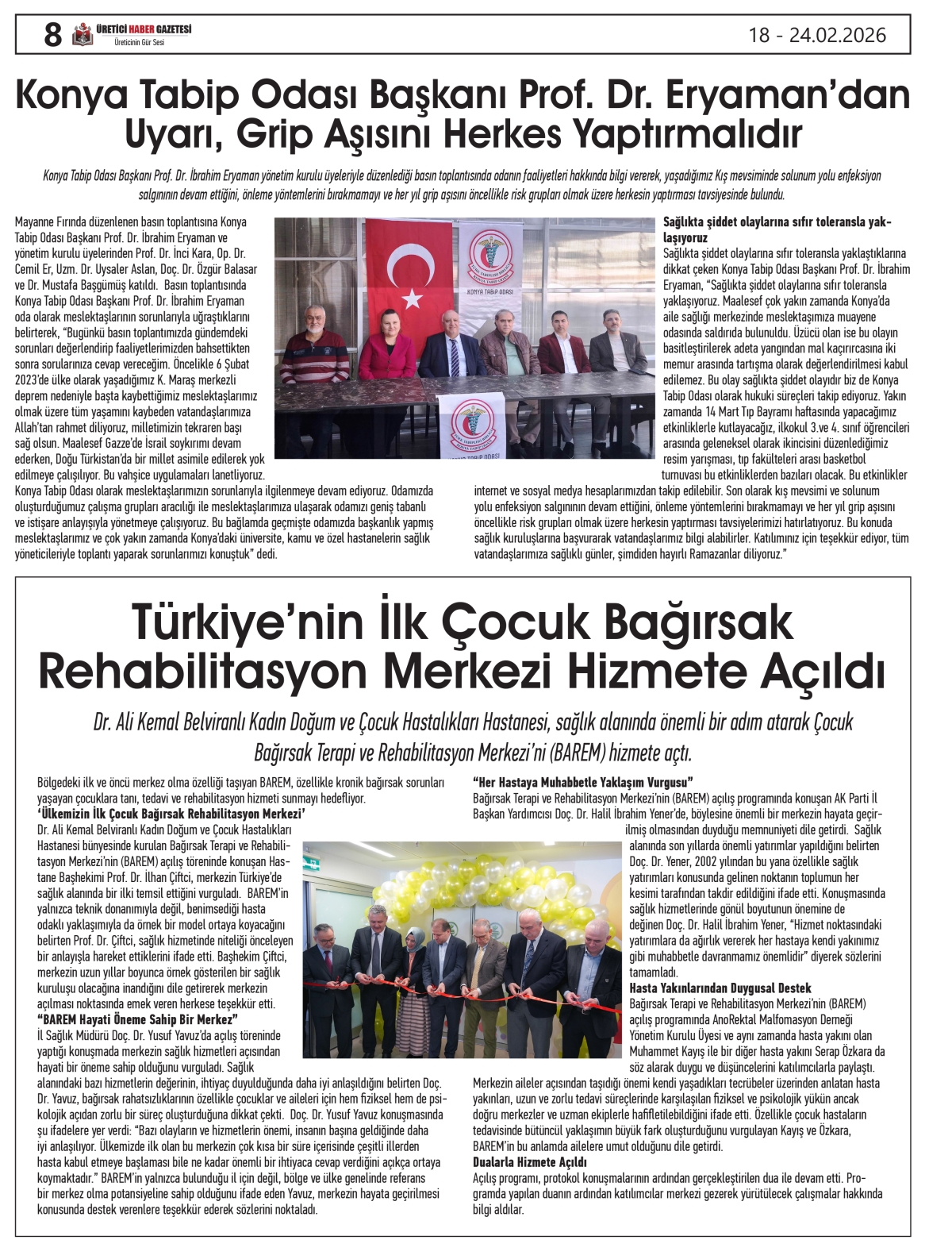 ÜRETİCİ HABER  GAZETESİ  18.02.2026