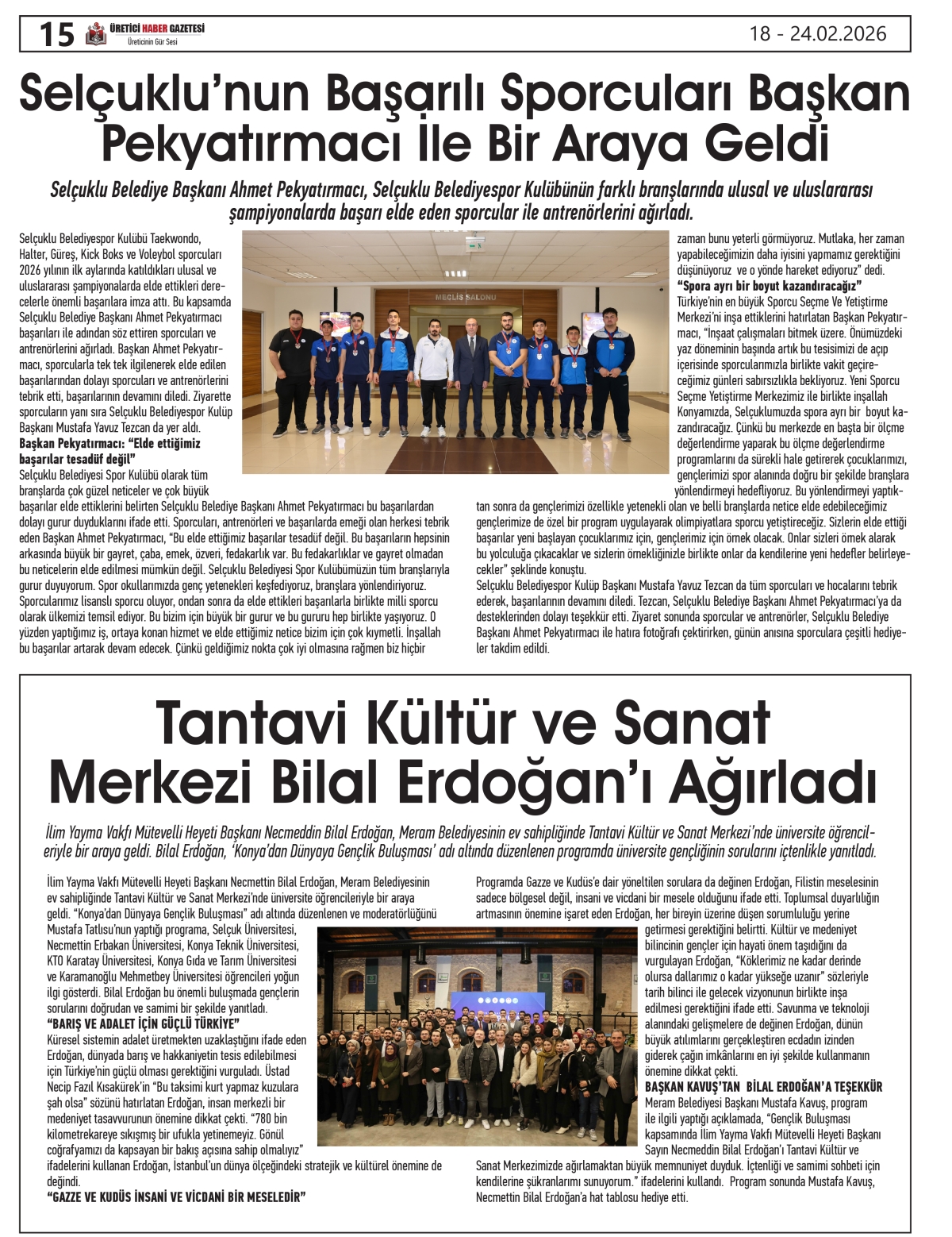 ÜRETİCİ HABER  GAZETESİ  18.02.2026