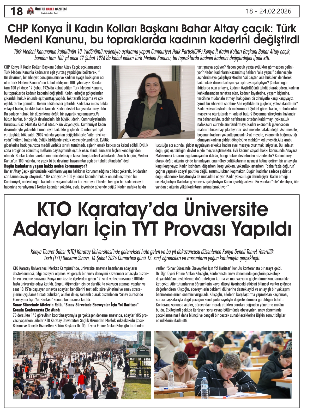 ÜRETİCİ HABER  GAZETESİ  18.02.2026