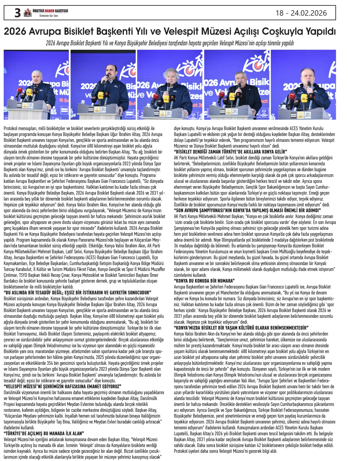 ÜRETİCİ HABER  GAZETESİ  18.02.2026