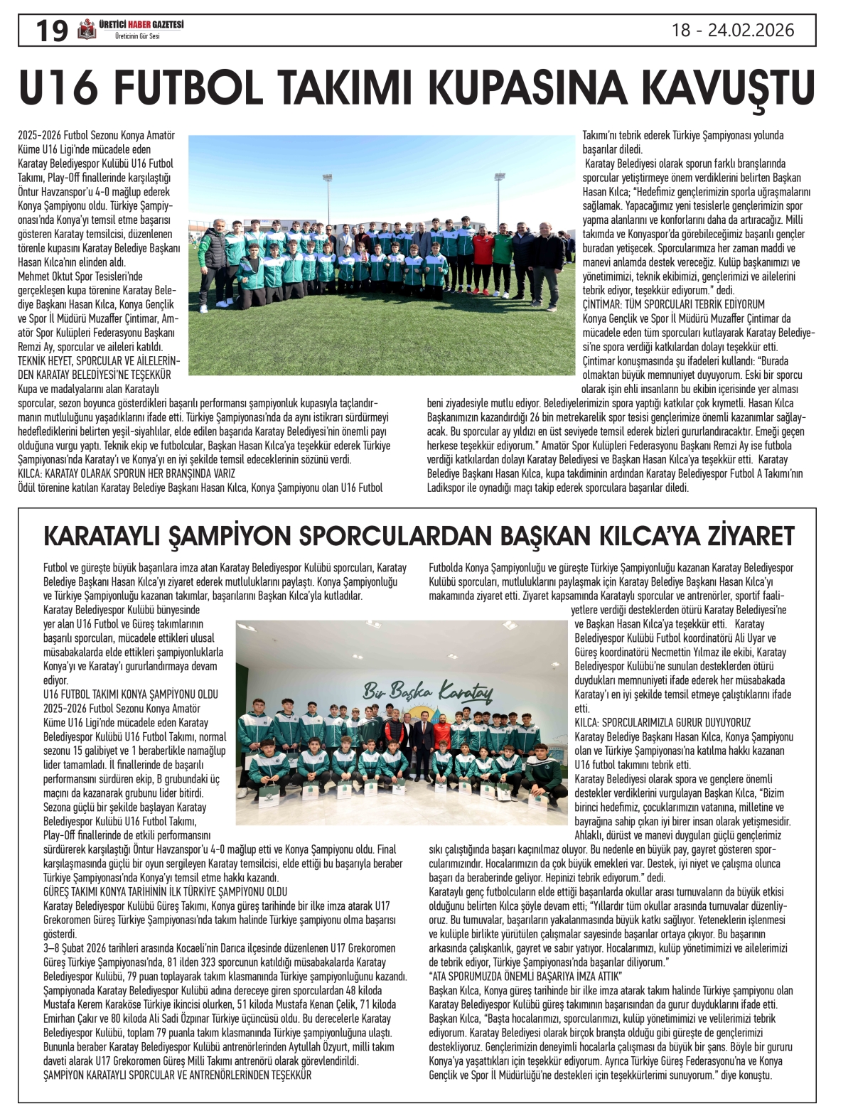ÜRETİCİ HABER  GAZETESİ  18.02.2026