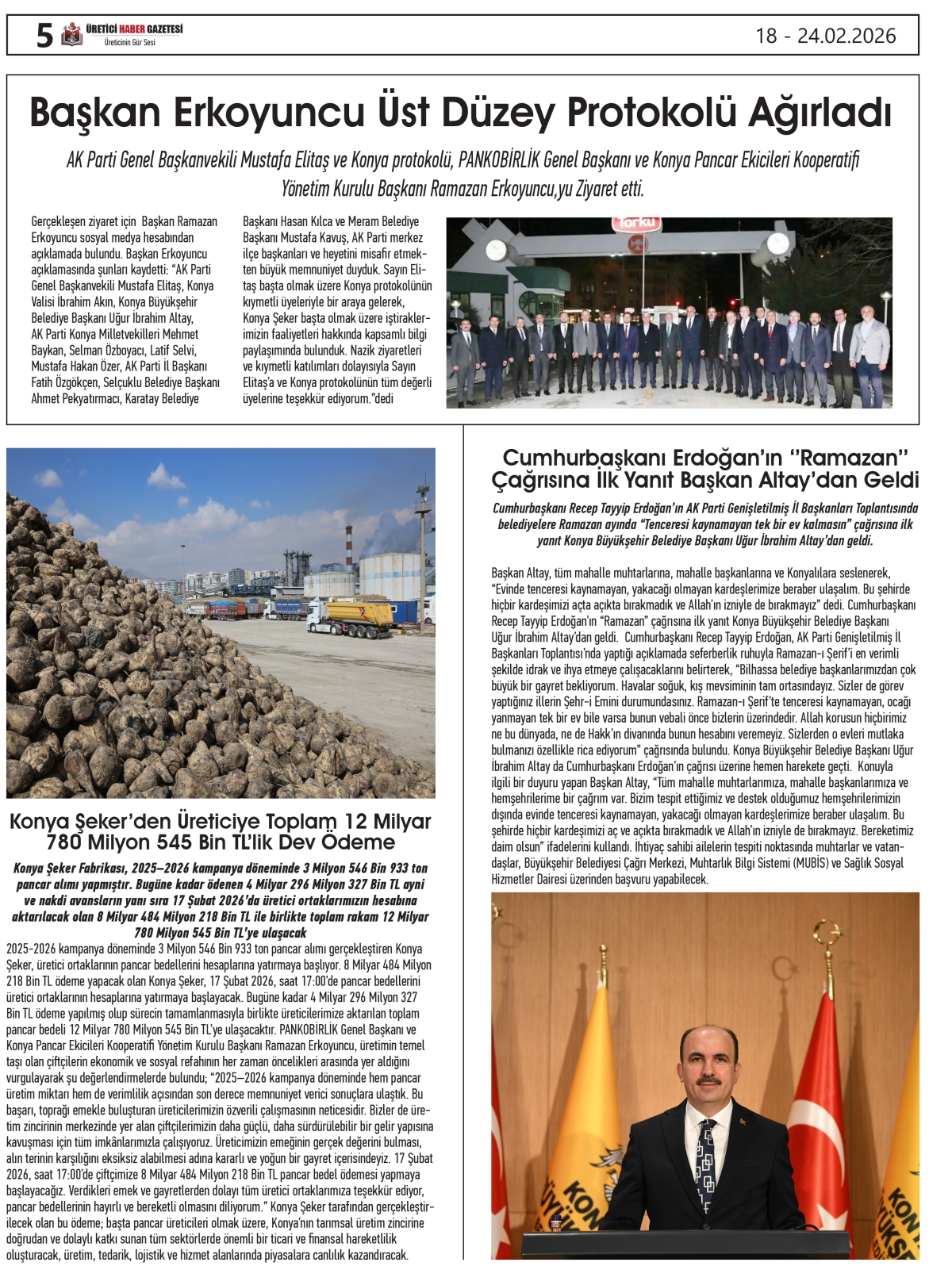 ÜRETİCİ HABER  GAZETESİ  18.02.2026