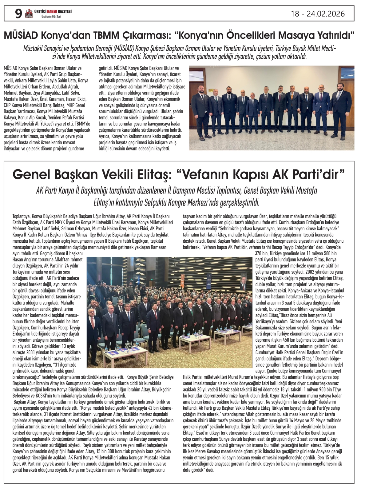 ÜRETİCİ HABER  GAZETESİ  18.02.2026