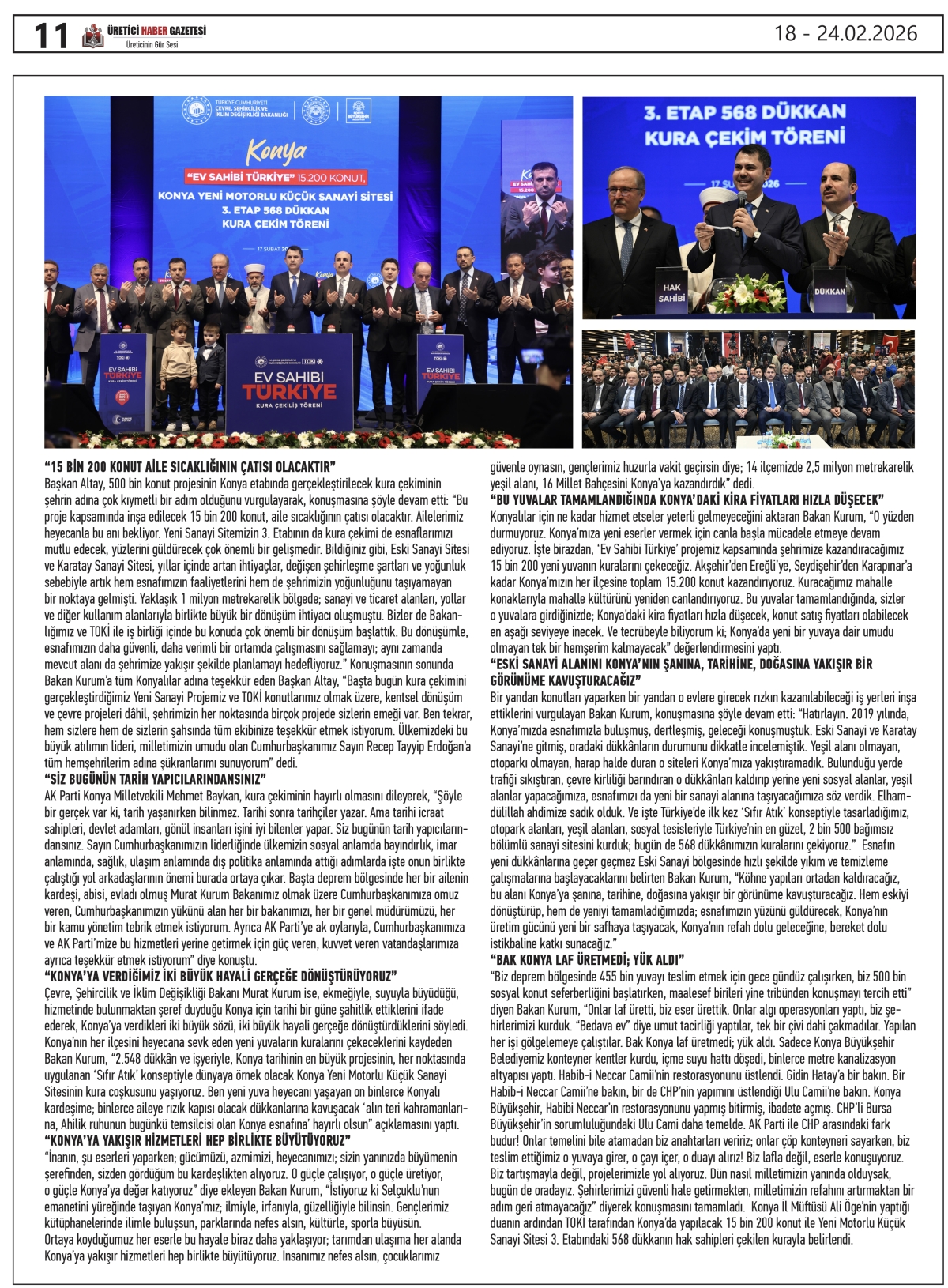 ÜRETİCİ HABER  GAZETESİ  18.02.2026