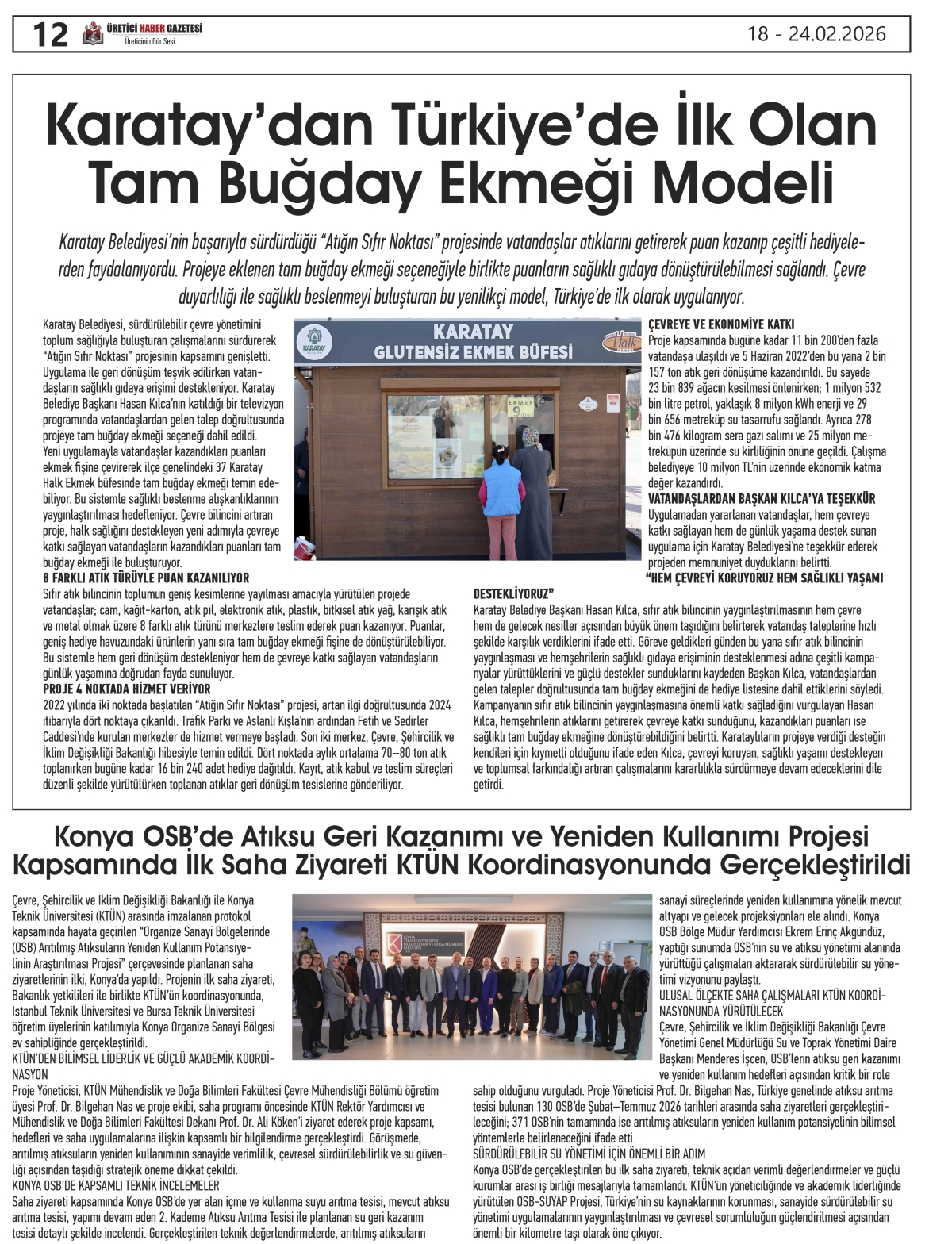 ÜRETİCİ HABER  GAZETESİ  18.02.2026