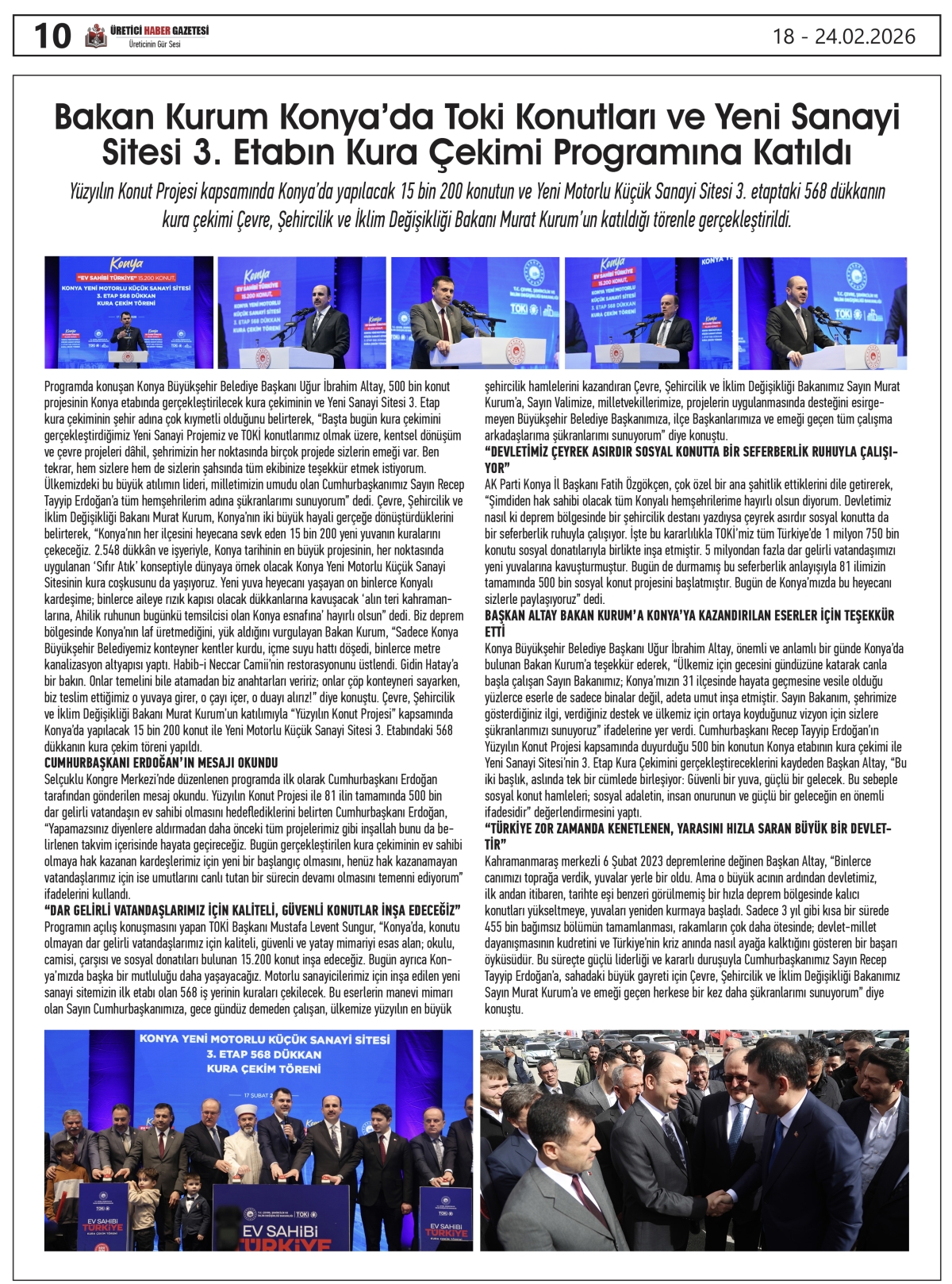 ÜRETİCİ HABER  GAZETESİ  18.02.2026