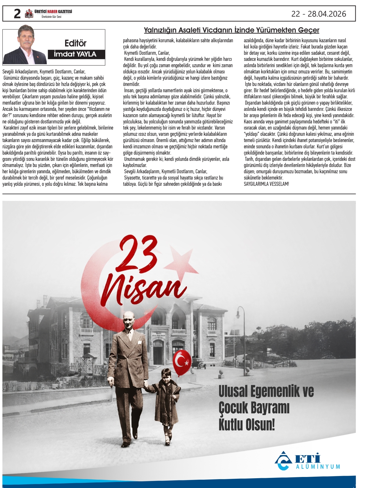 ÜRETİCİ HABER GAZETESİ  22.04.2026