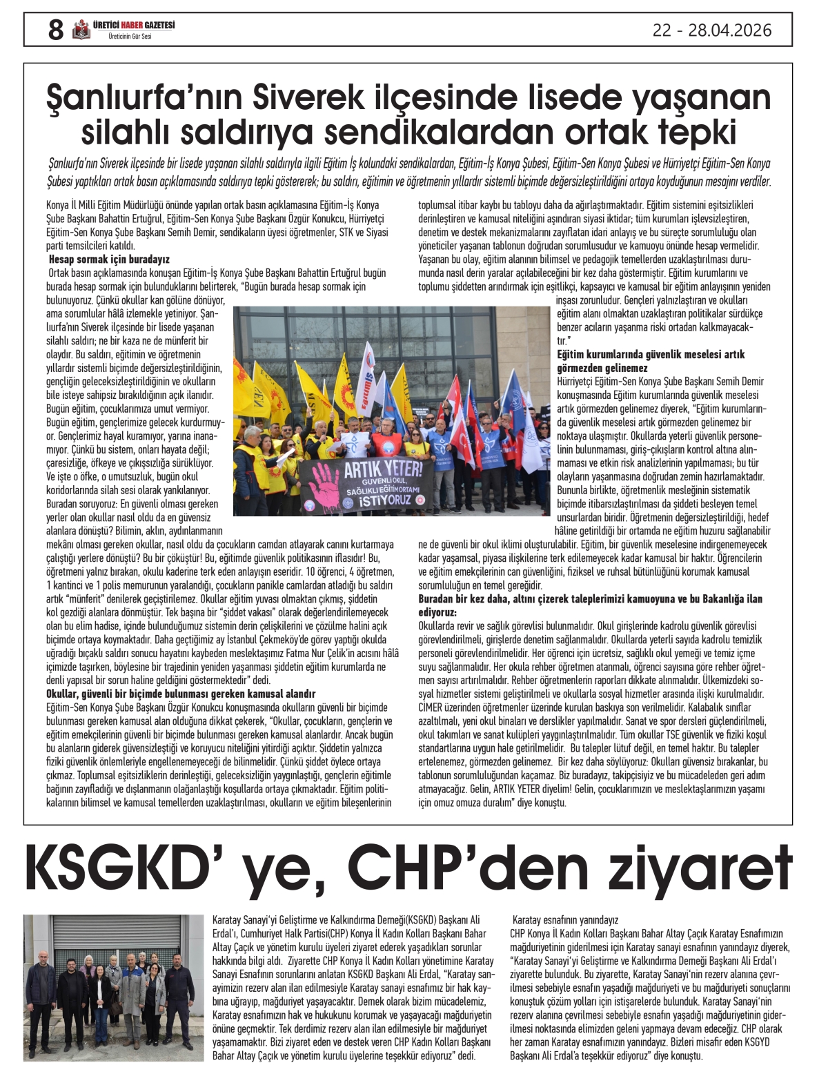 ÜRETİCİ HABER GAZETESİ  22.04.2026