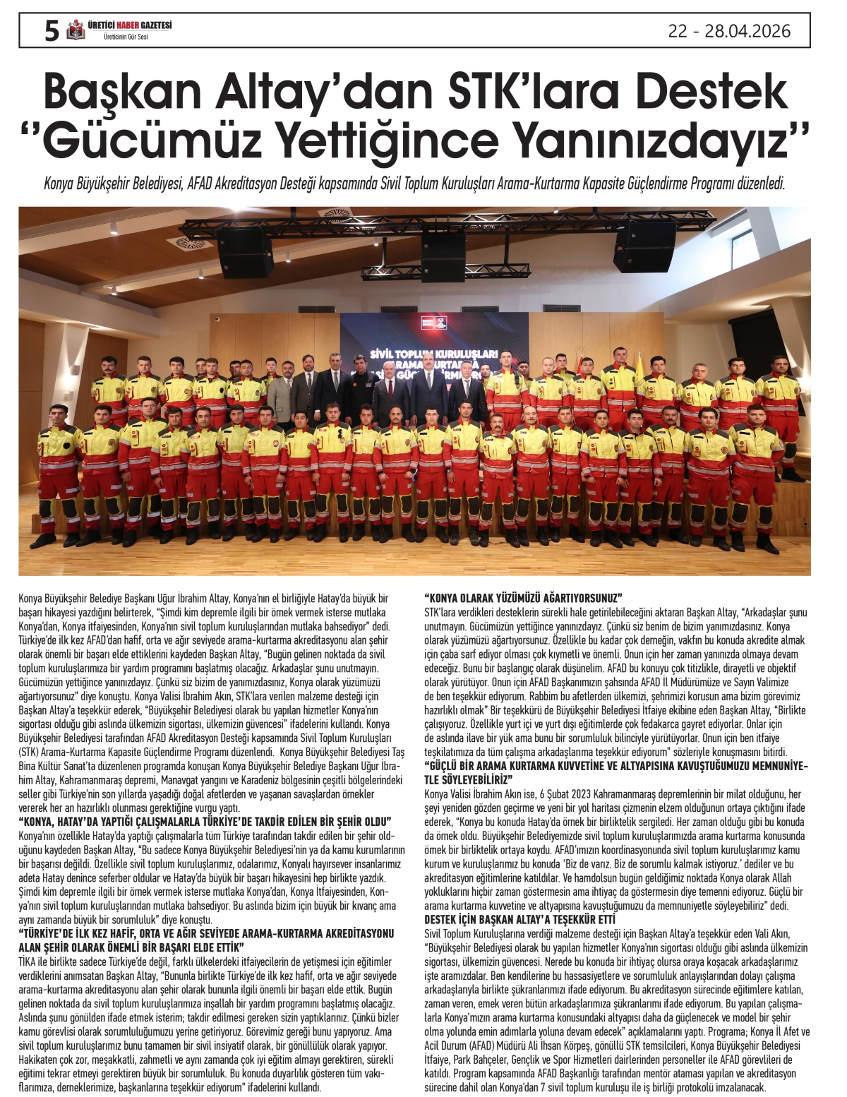ÜRETİCİ HABER GAZETESİ  22.04.2026