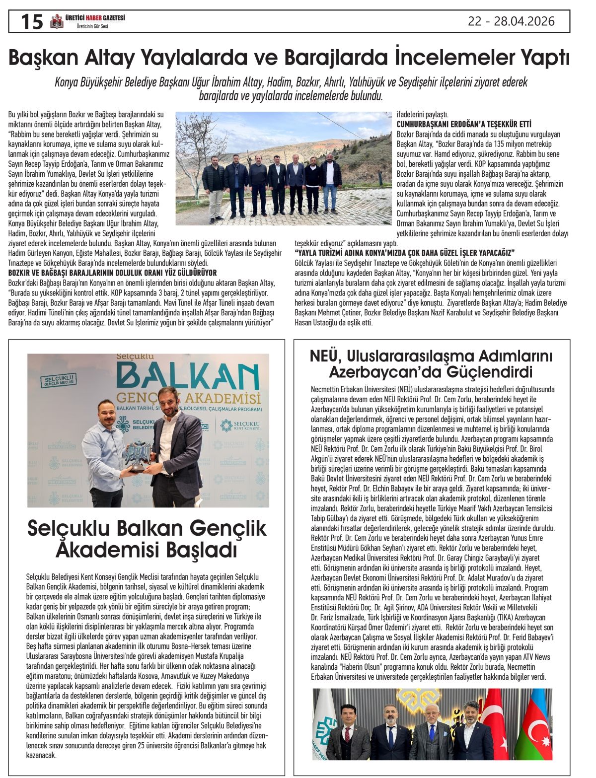 ÜRETİCİ HABER GAZETESİ  22.04.2026