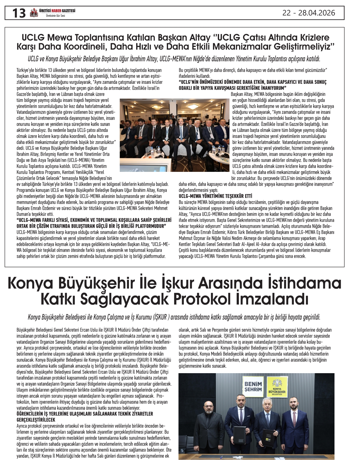 ÜRETİCİ HABER GAZETESİ  22.04.2026