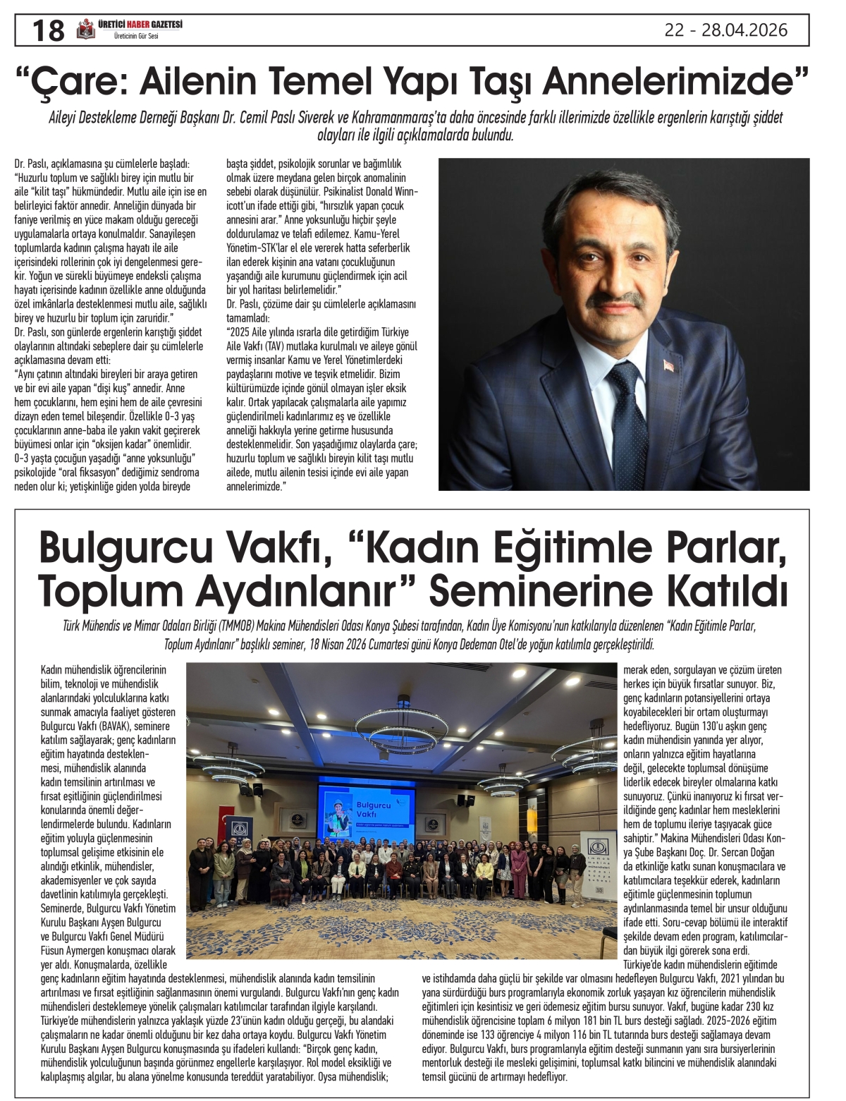 ÜRETİCİ HABER GAZETESİ  22.04.2026