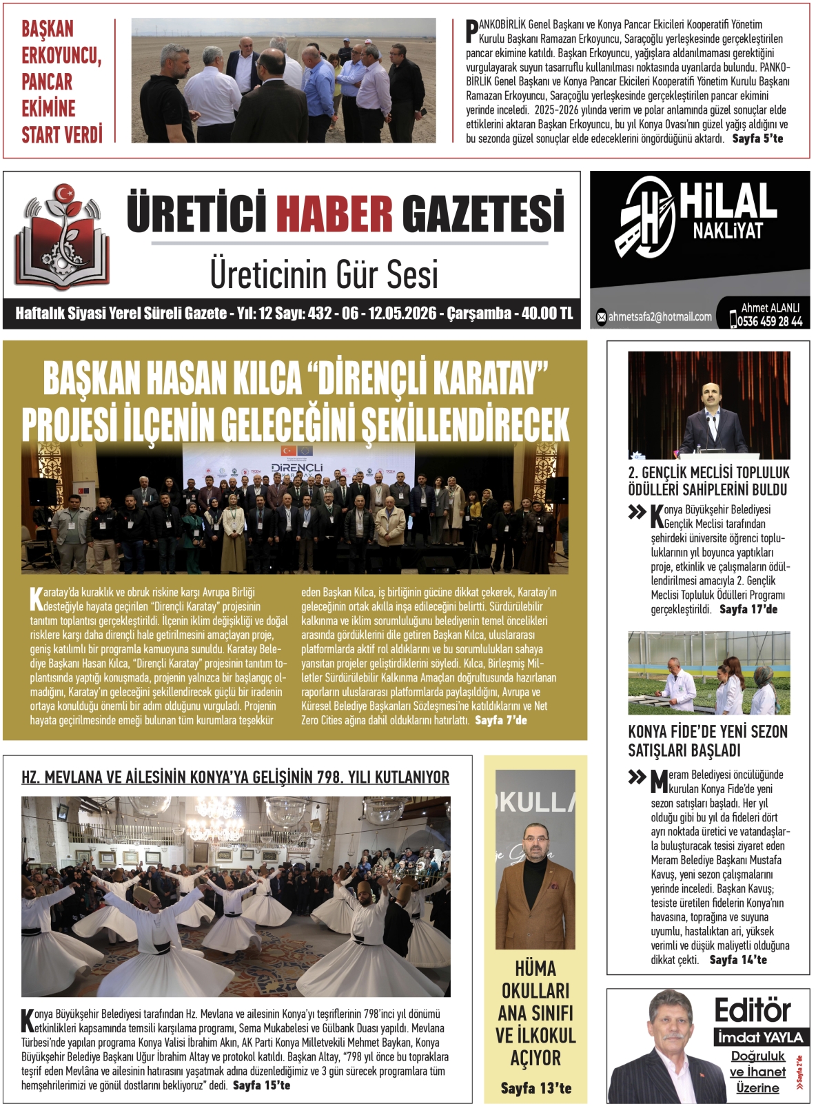 ÜRETİCİ HABER  GAZETESİ     06.05.2026