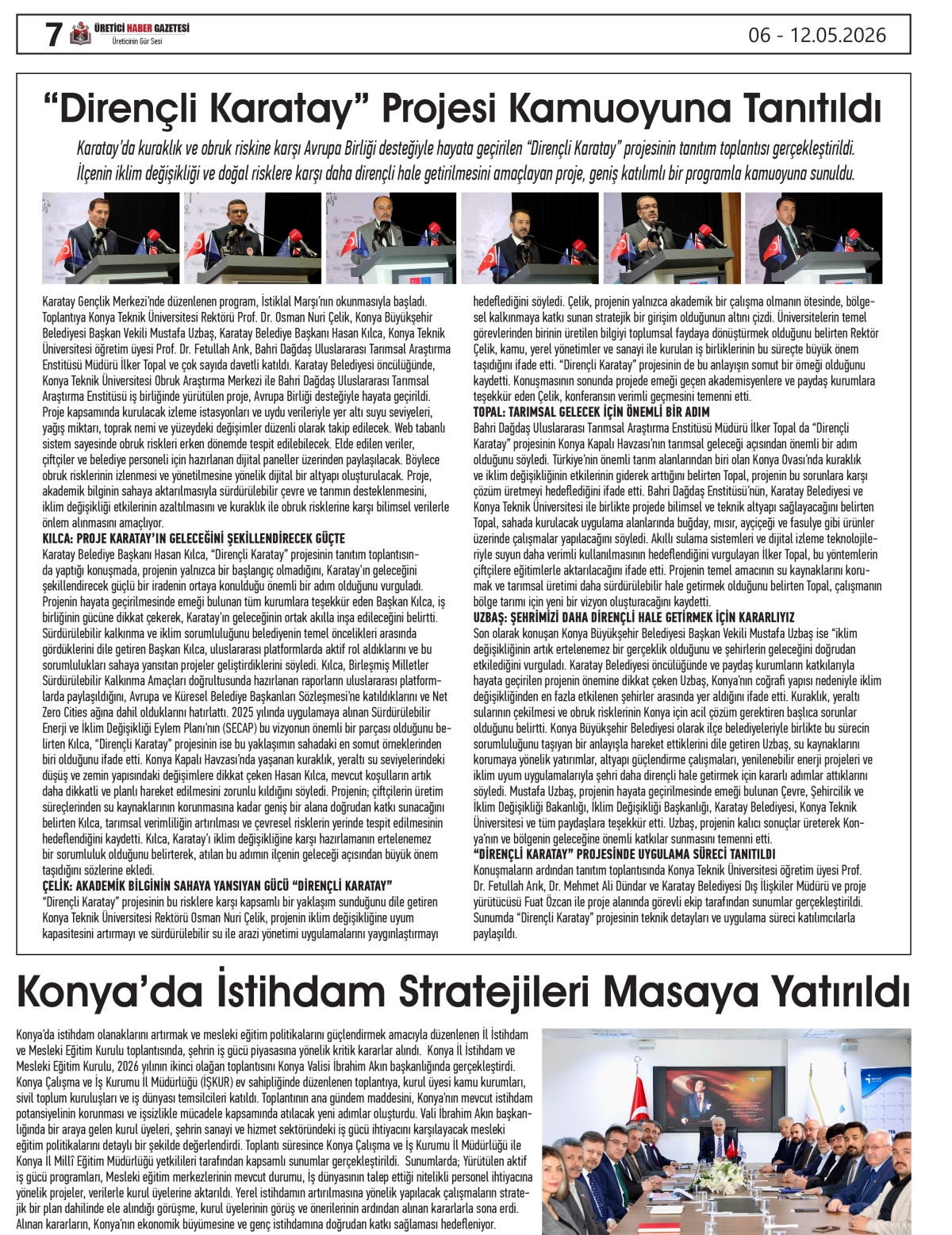 ÜRETİCİ HABER  GAZETESİ     06.05.2026