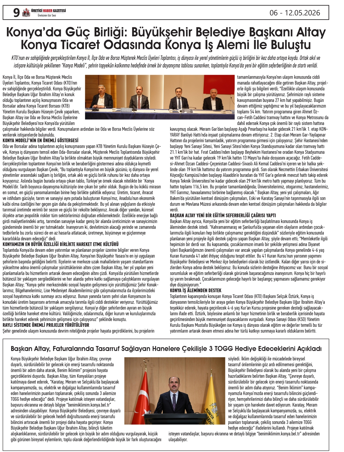 ÜRETİCİ HABER  GAZETESİ     06.05.2026