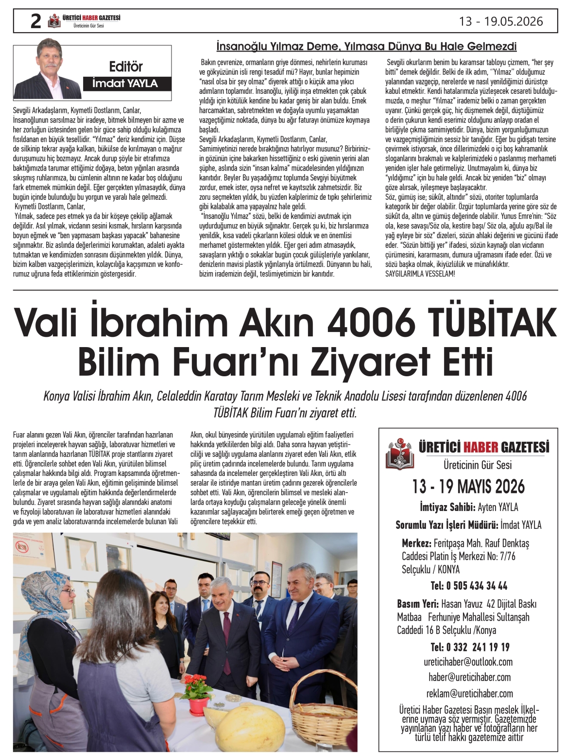 ÜRETİCİ HABER GAZETESİ 13.05.2026