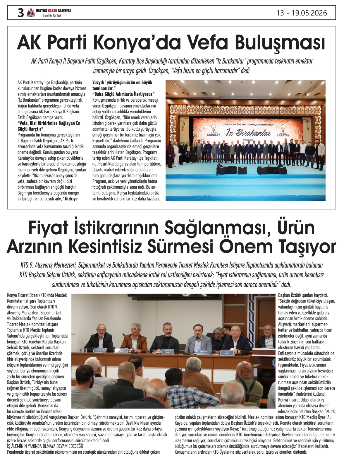 ÜRETİCİ HABER GAZETESİ 13.05.2026