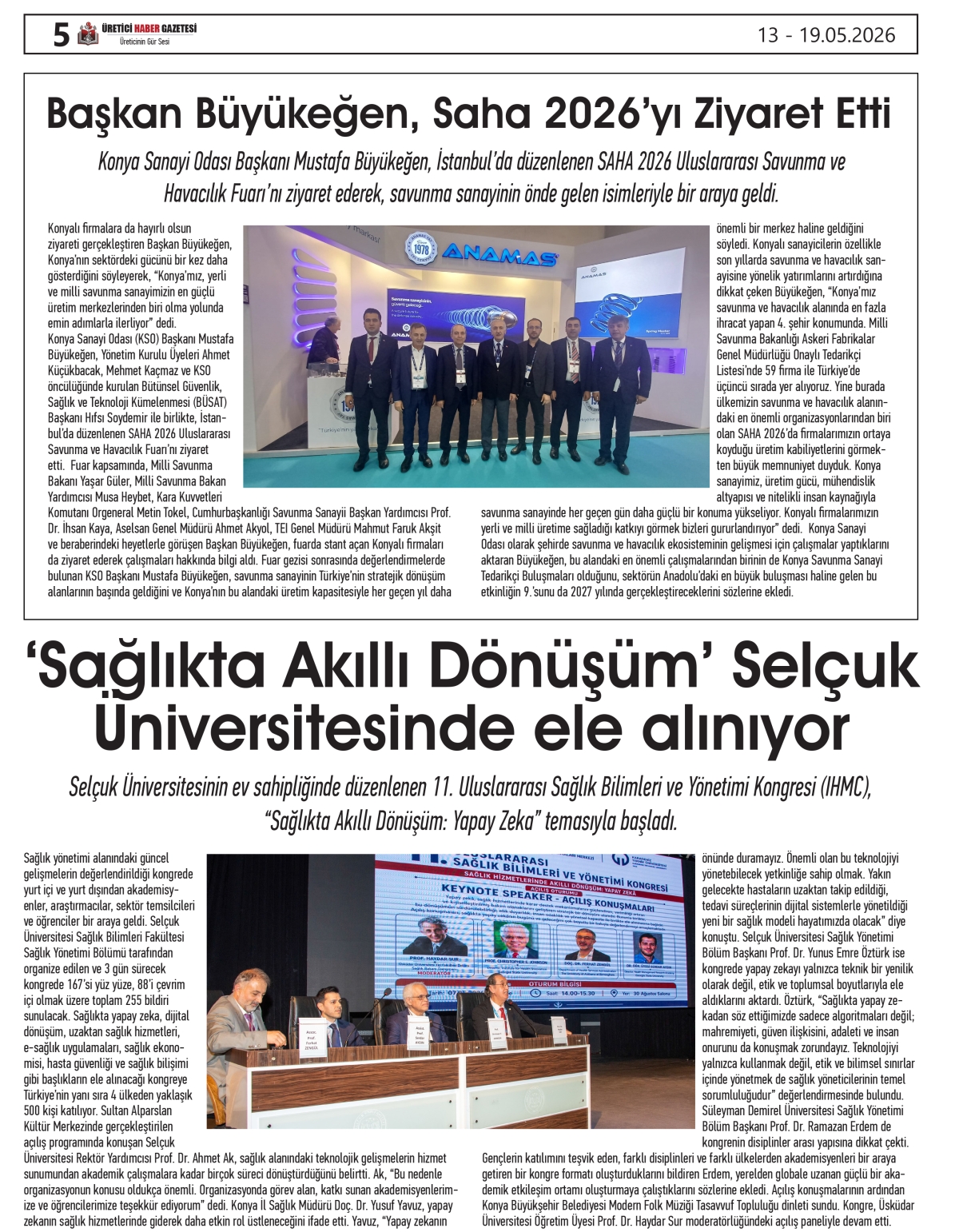ÜRETİCİ HABER GAZETESİ 13.05.2026