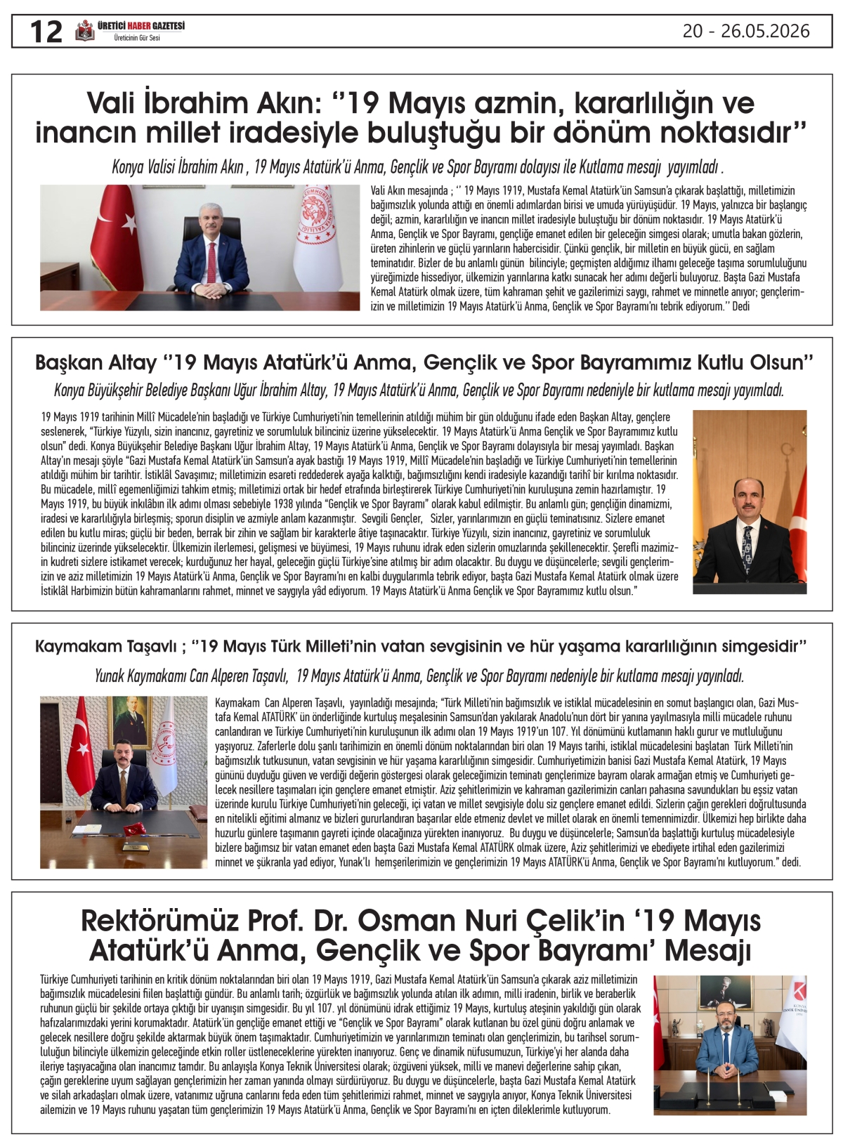 ÜRETİCİ  HABER  GAZTESİ 20.05.2026