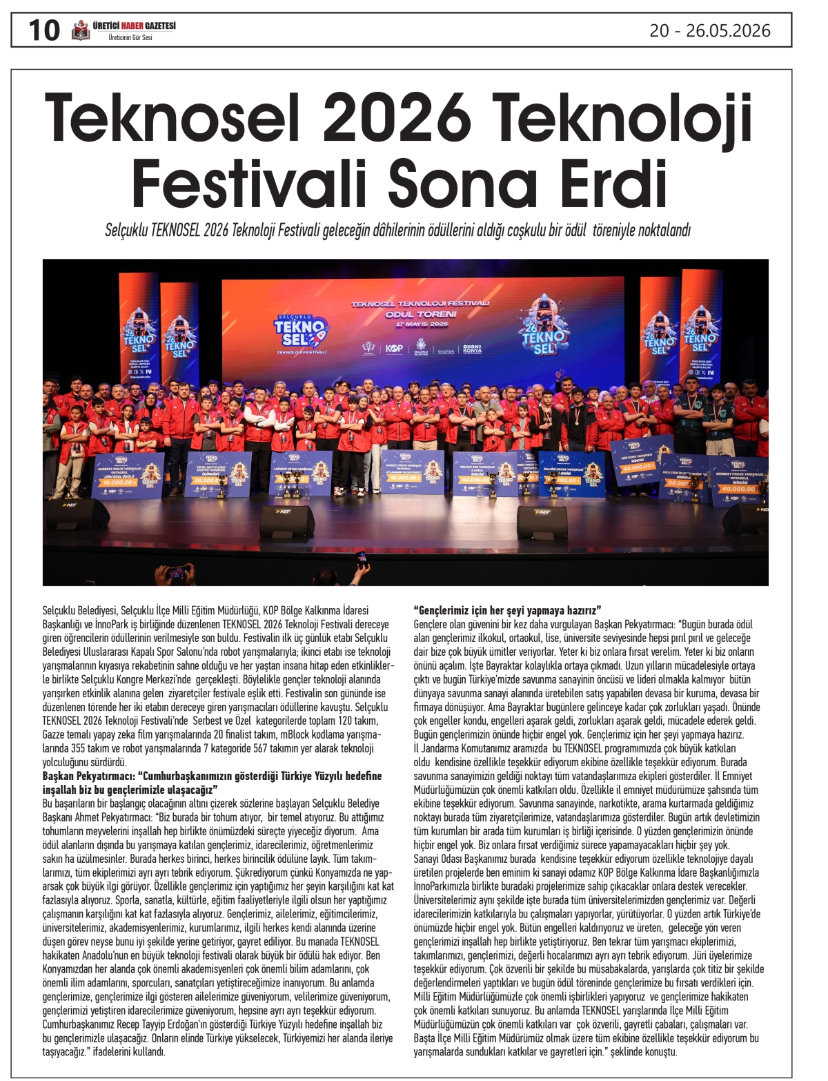 ÜRETİCİ  HABER  GAZTESİ 20.05.2026