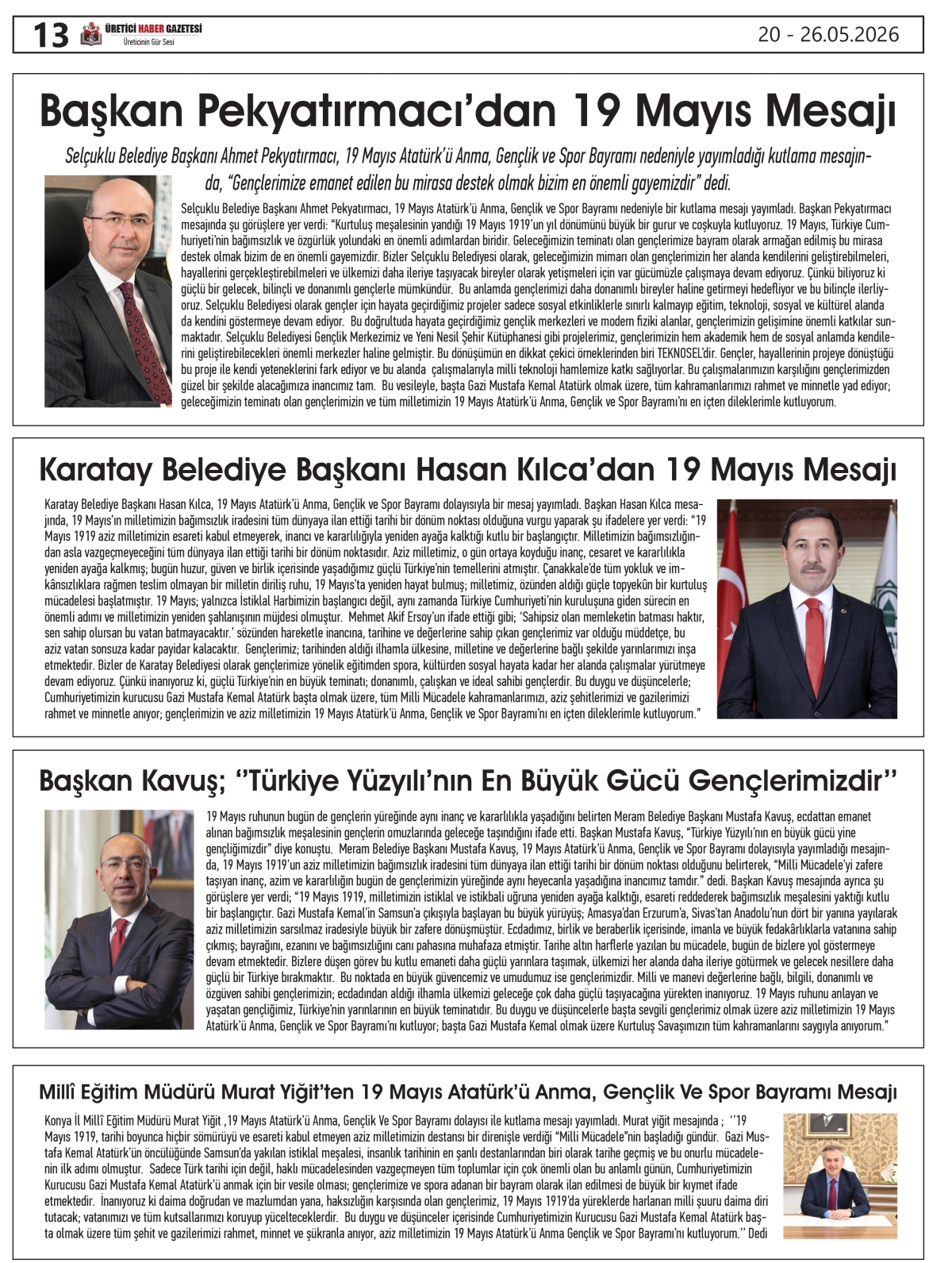 ÜRETİCİ  HABER  GAZTESİ 20.05.2026