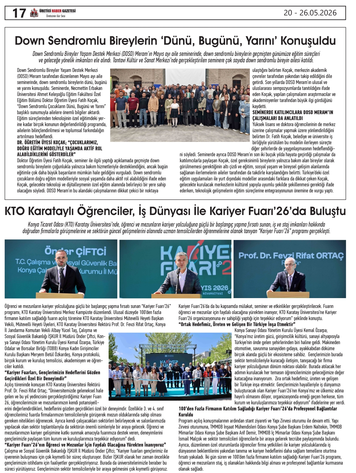 ÜRETİCİ  HABER  GAZTESİ 20.05.2026