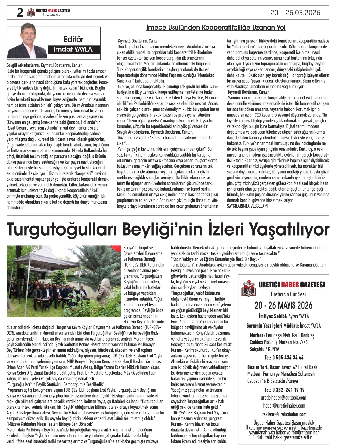 ÜRETİCİ  HABER  GAZTESİ 20.05.2026