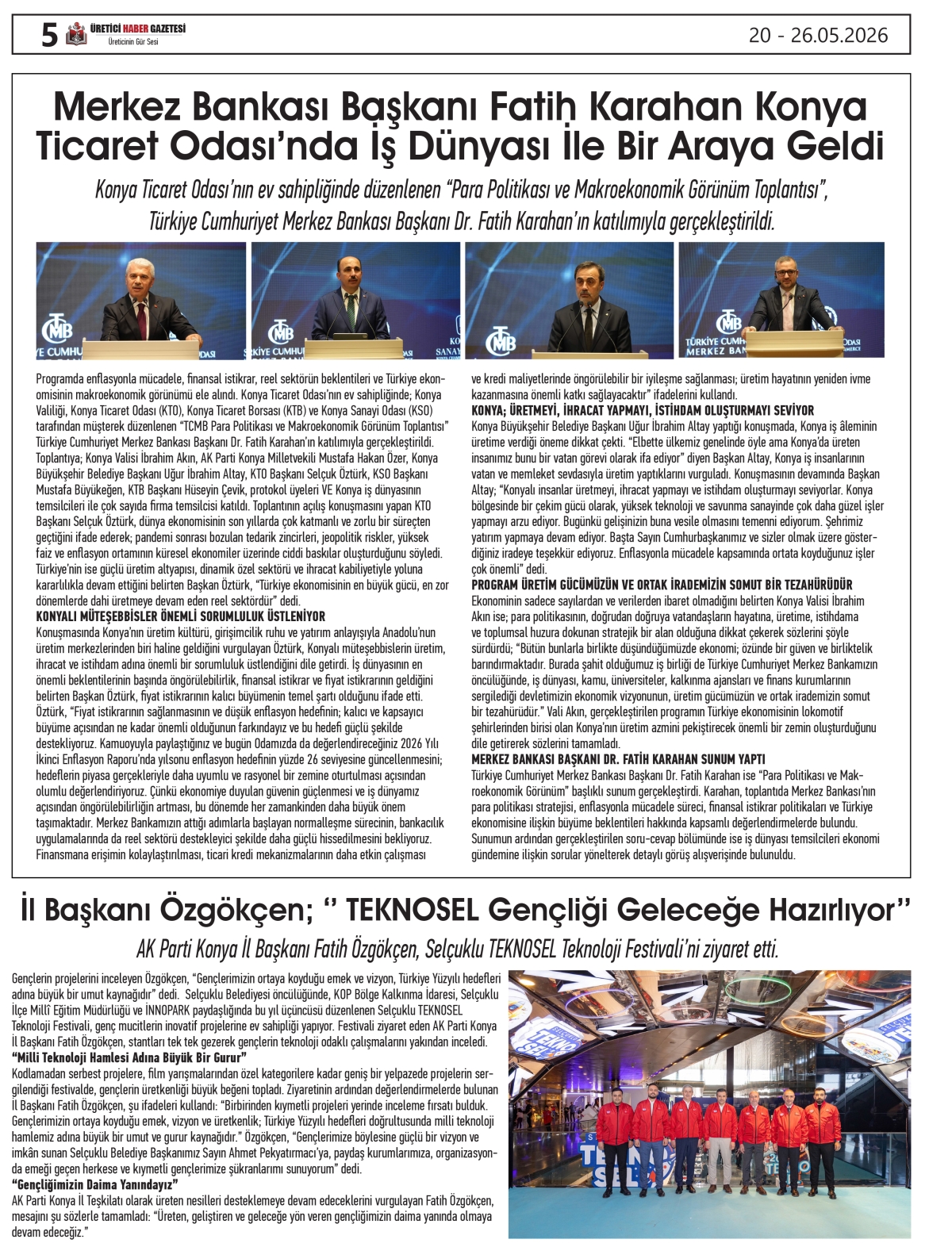 ÜRETİCİ  HABER  GAZTESİ 20.05.2026