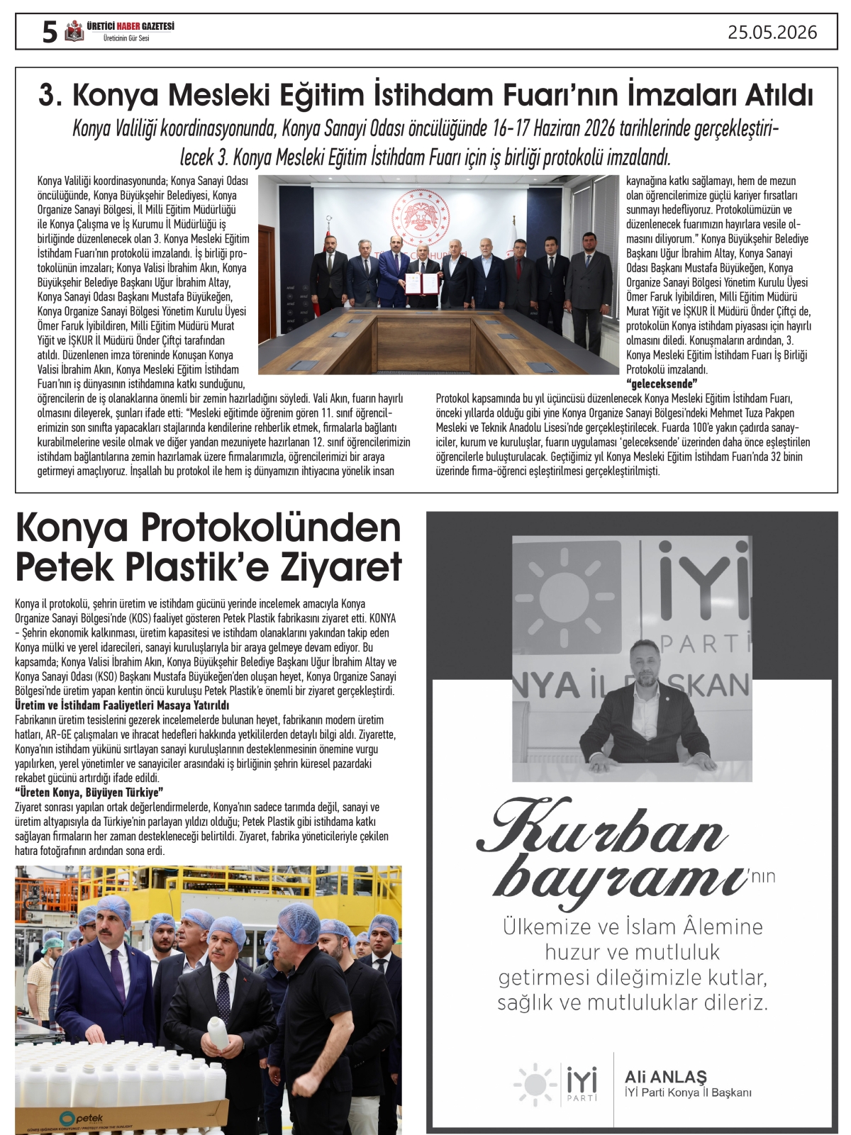 ÜRETİCİ  HABER  GAZETESİ  25.05.2026
