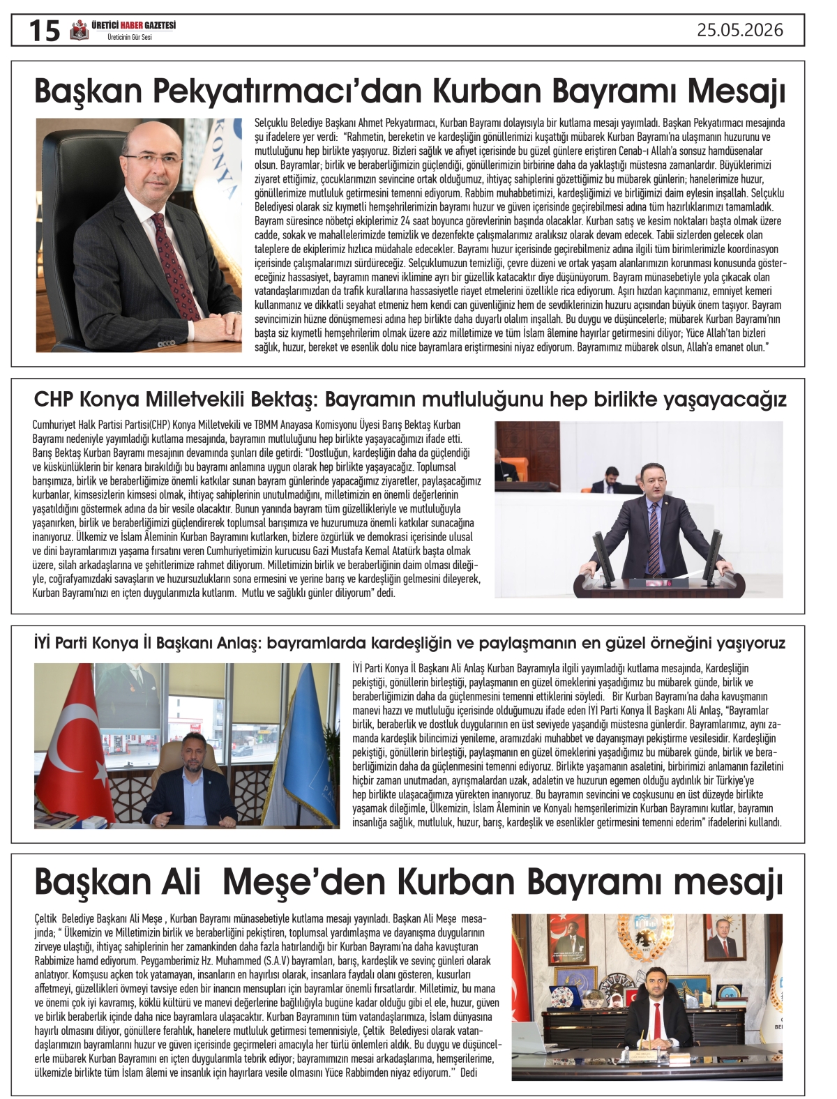 ÜRETİCİ  HABER  GAZETESİ  25.05.2026