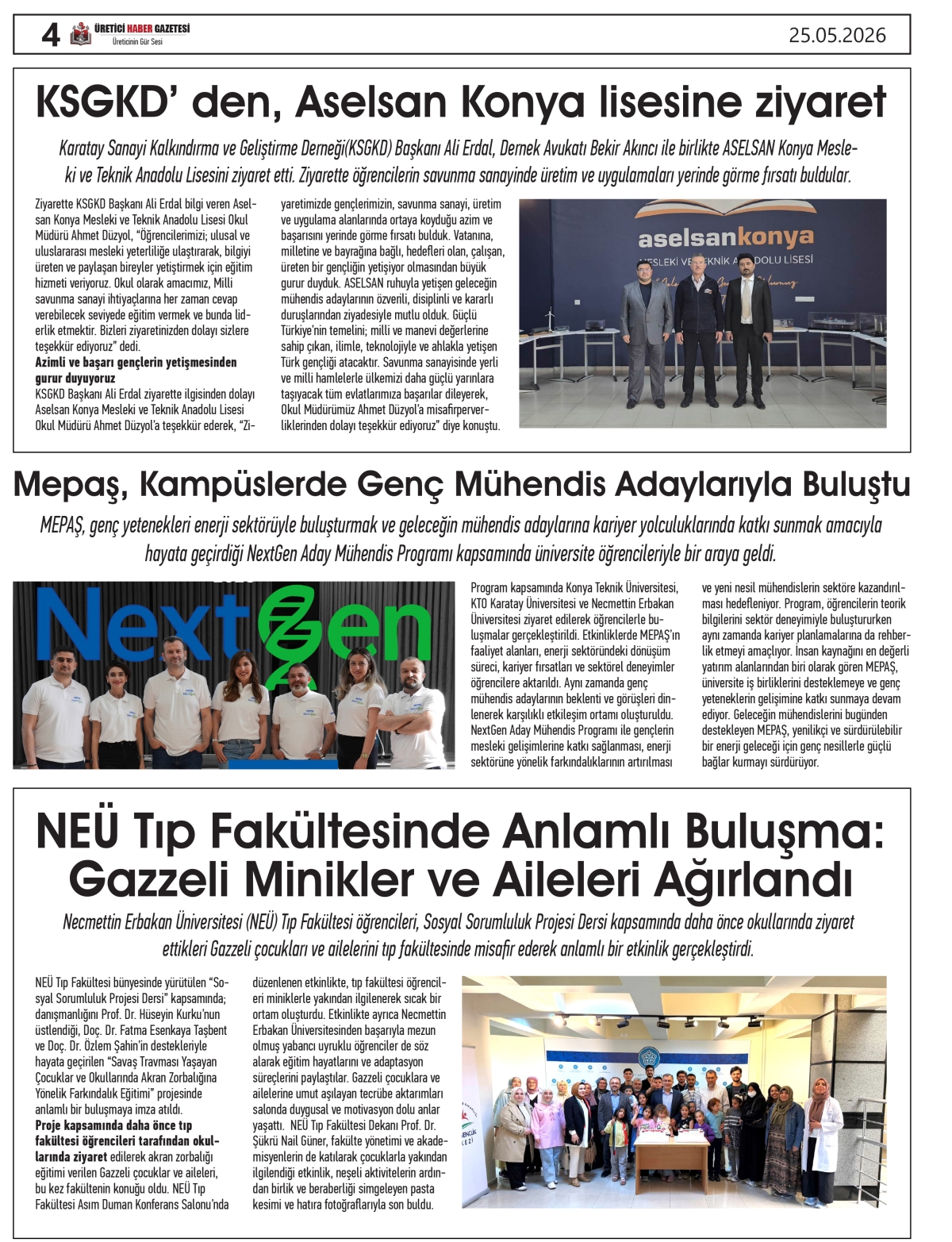 ÜRETİCİ  HABER  GAZETESİ  25.05.2026
