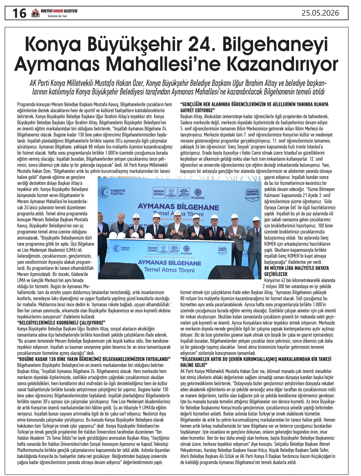 ÜRETİCİ  HABER  GAZETESİ  25.05.2026