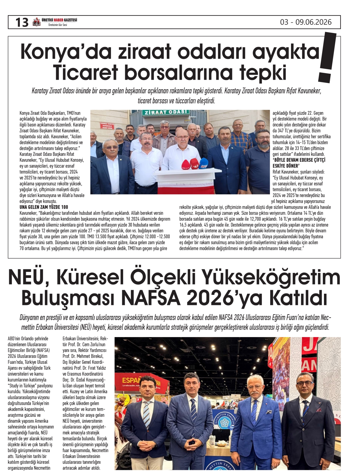 ÜRETİCİ HABER  GAZETESİ  03.06.2026