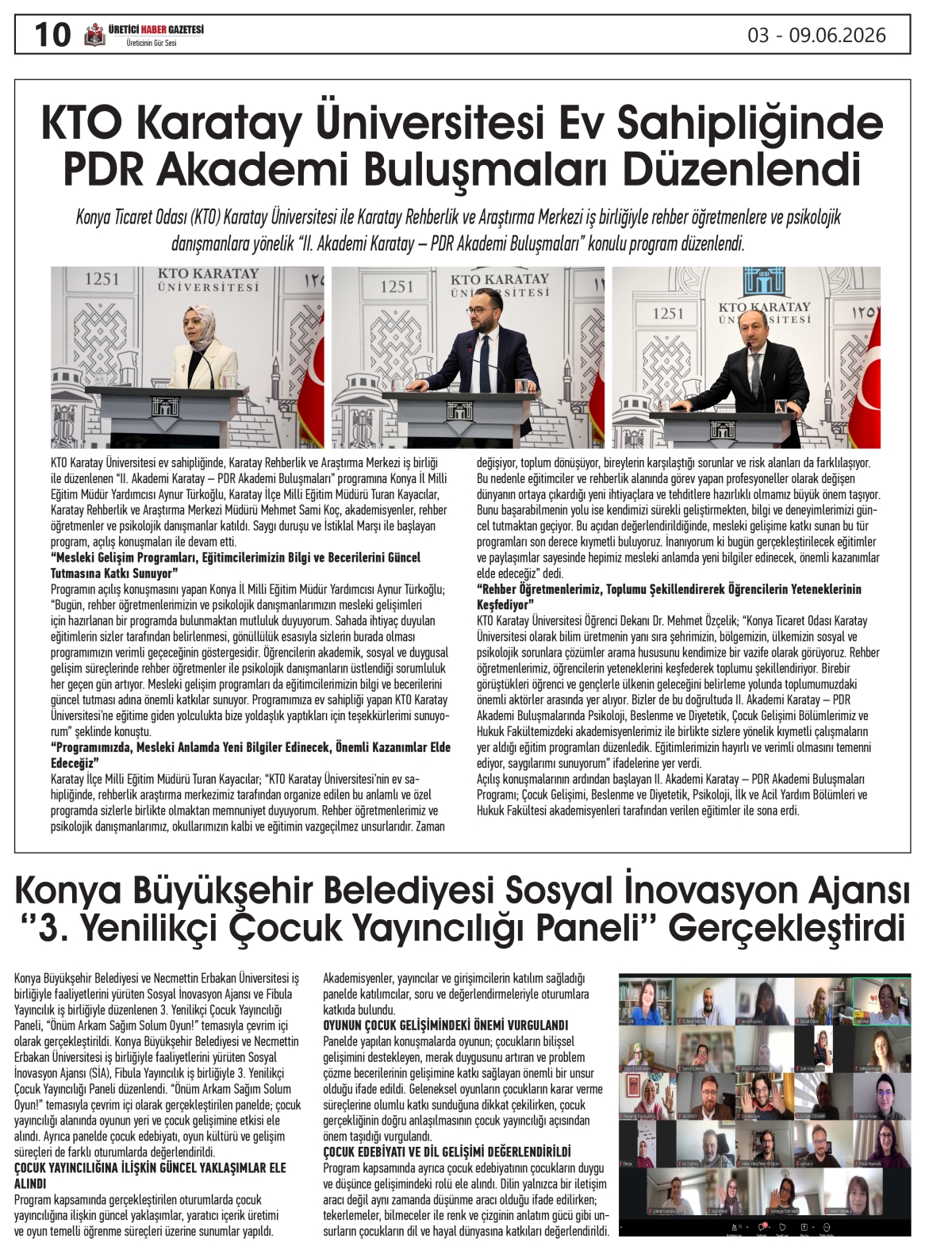 ÜRETİCİ HABER  GAZETESİ  03.06.2026
