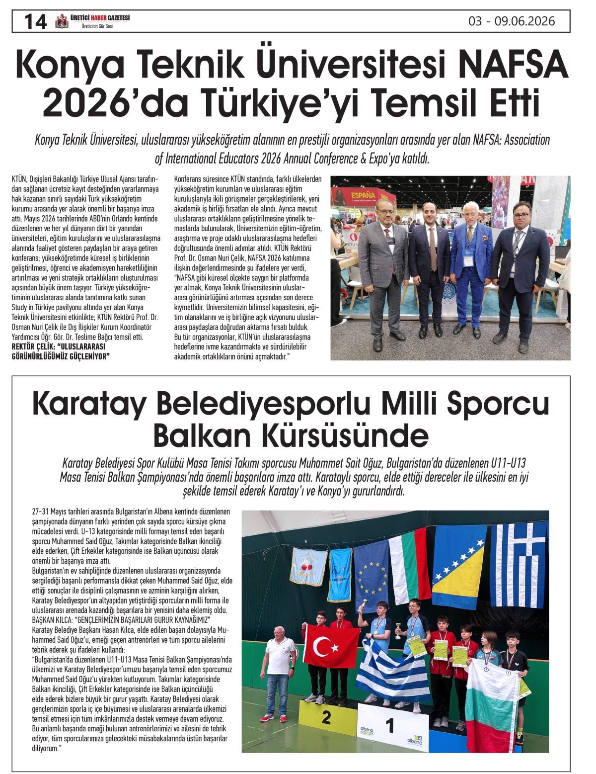 ÜRETİCİ HABER  GAZETESİ  03.06.2026