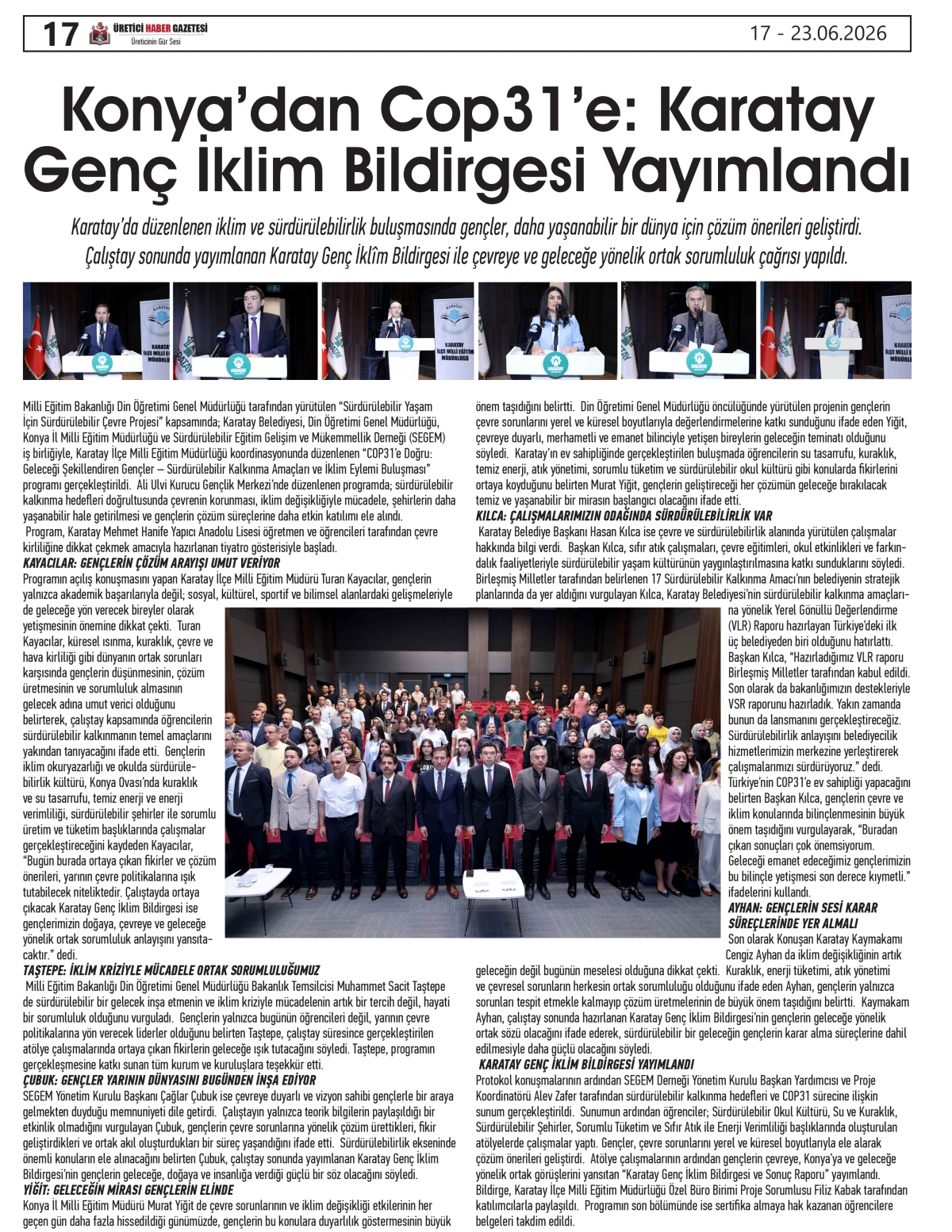 ÜRETİCİ  HABER  GAZETESİ  17.06.2026
