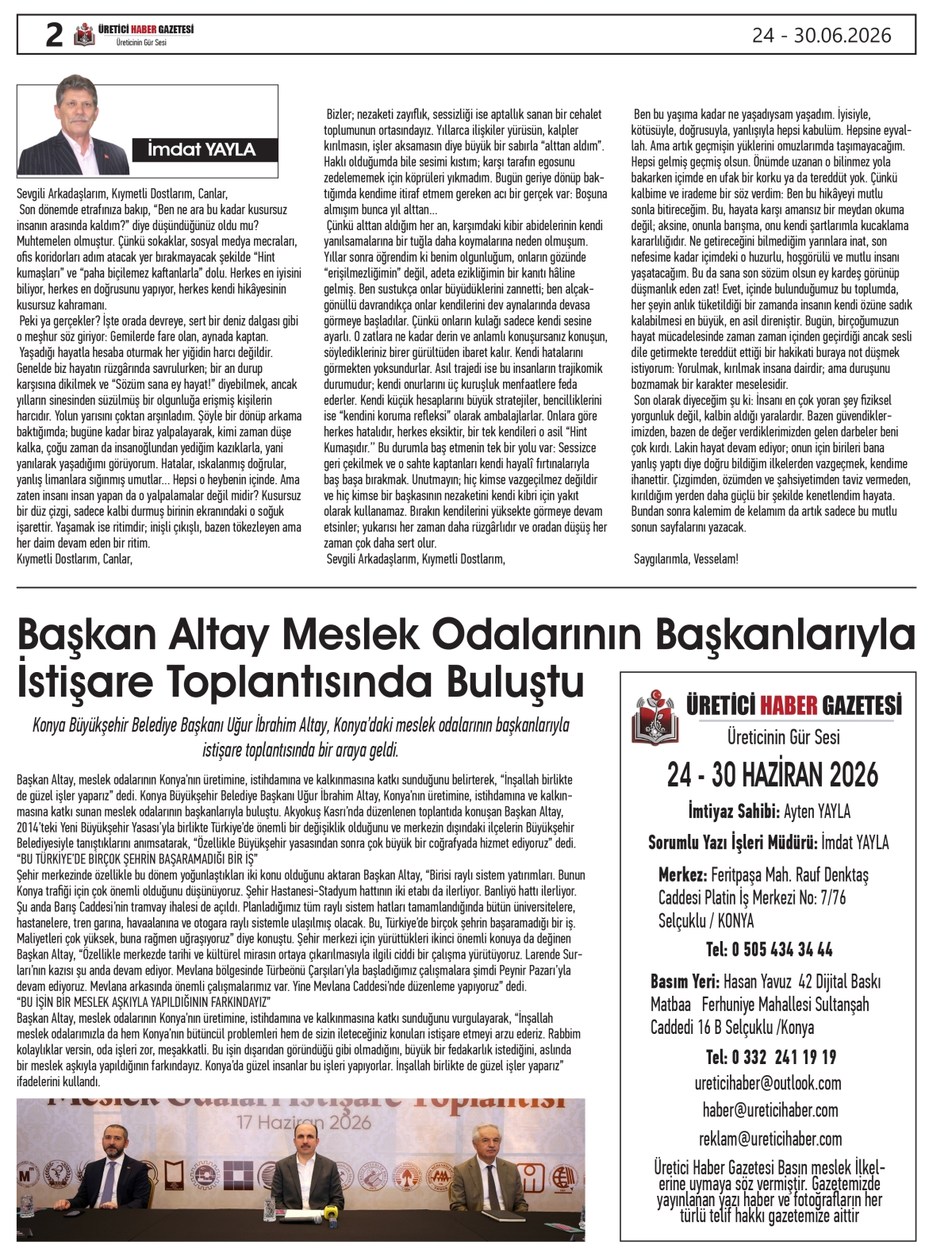 ÜRETİCİ HABER  GAZETESİ  24.06.2026